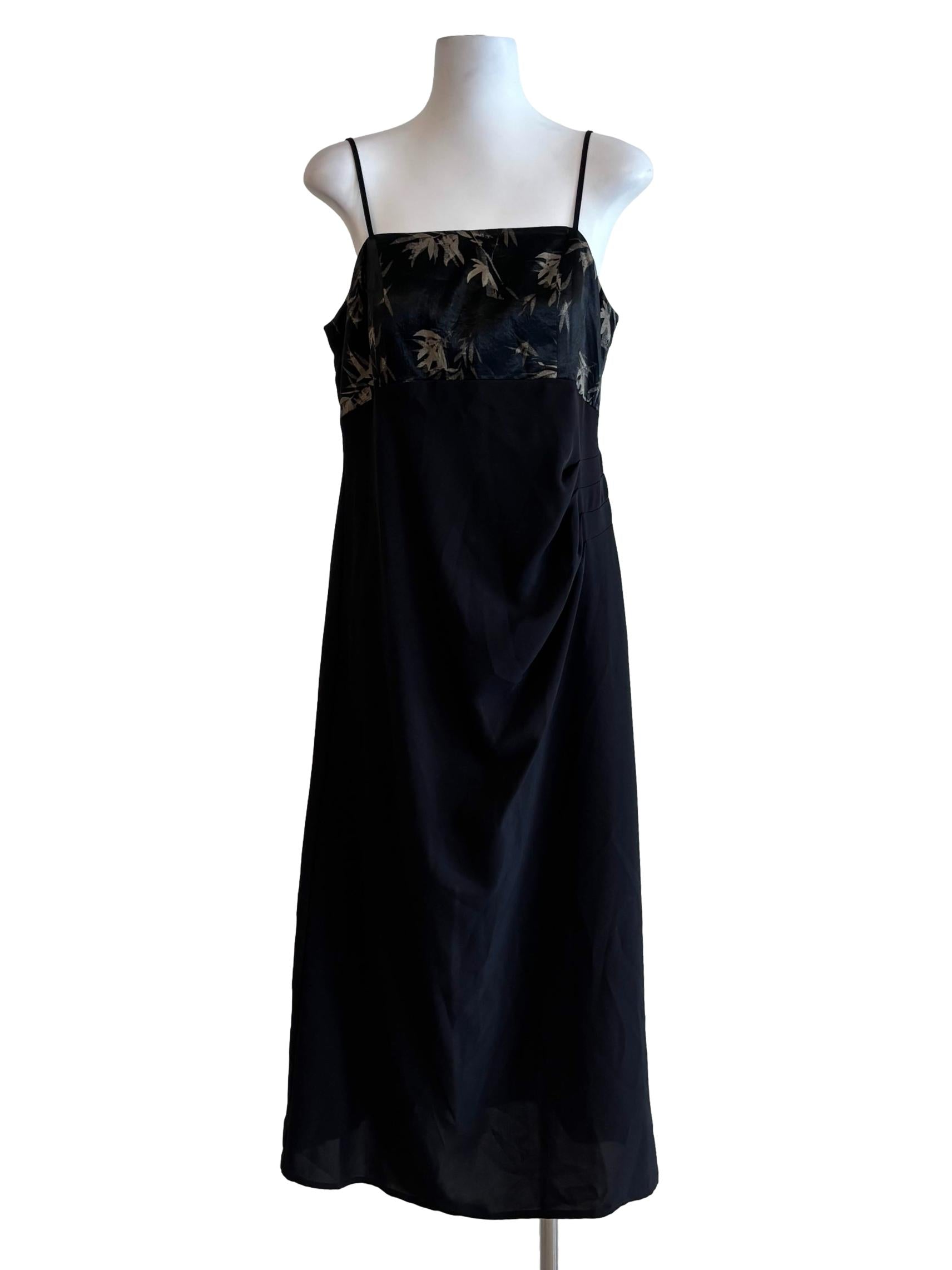 Slate Black Spaghetti Strap Patterned Dress