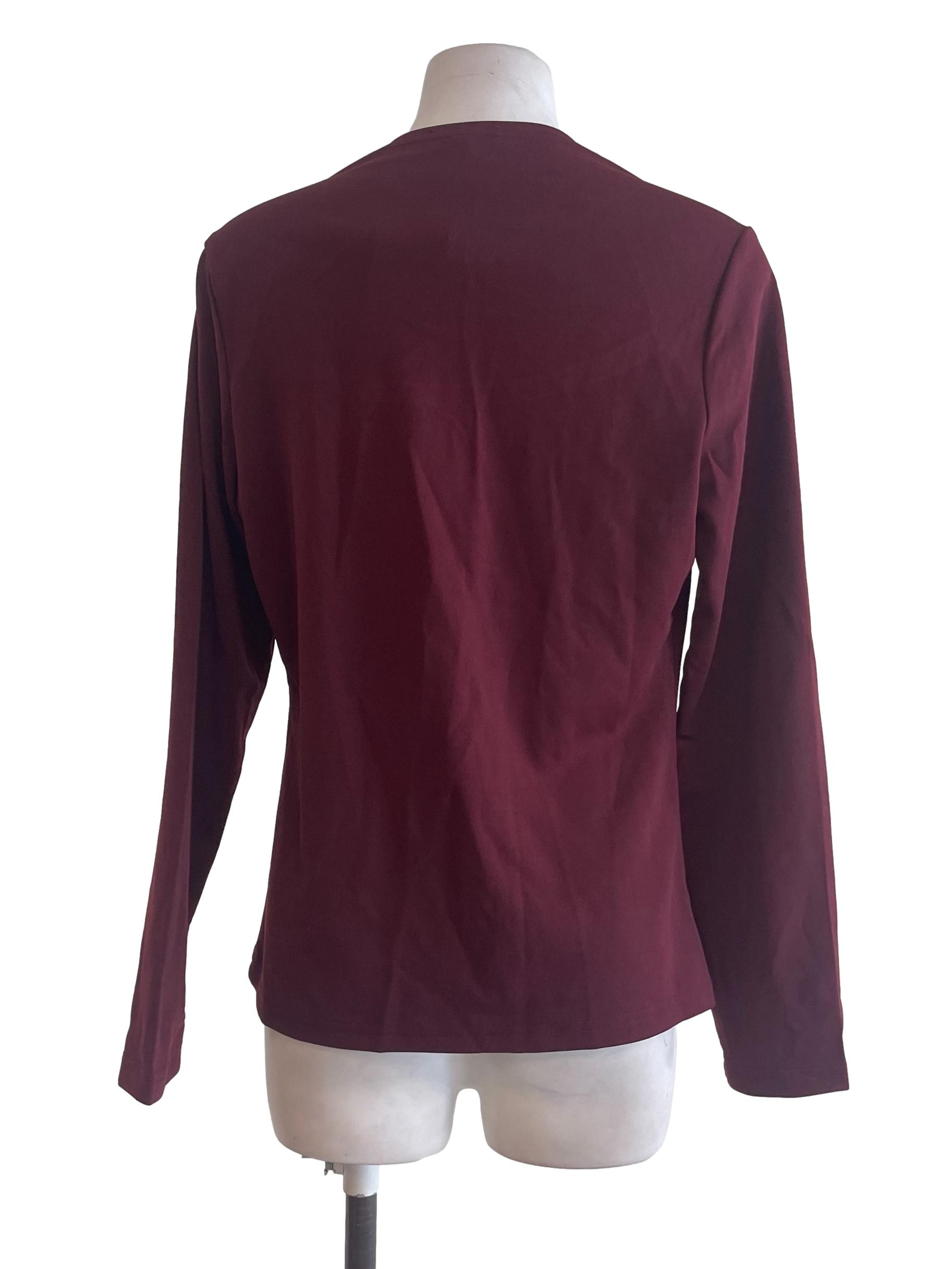Maroon Square Neck Long Sleeves Top