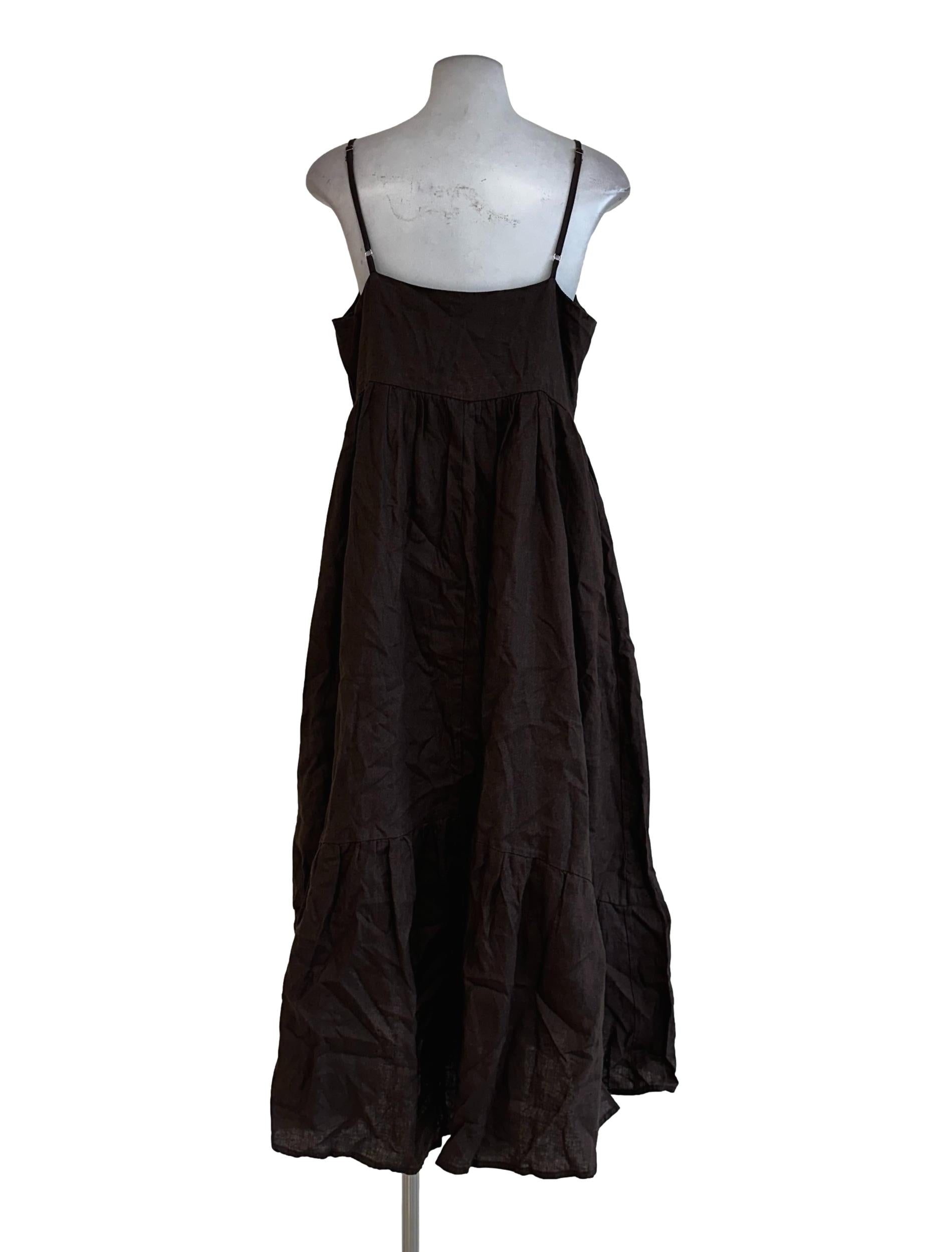 Umber Brown Sleeveless Maxi Dress
