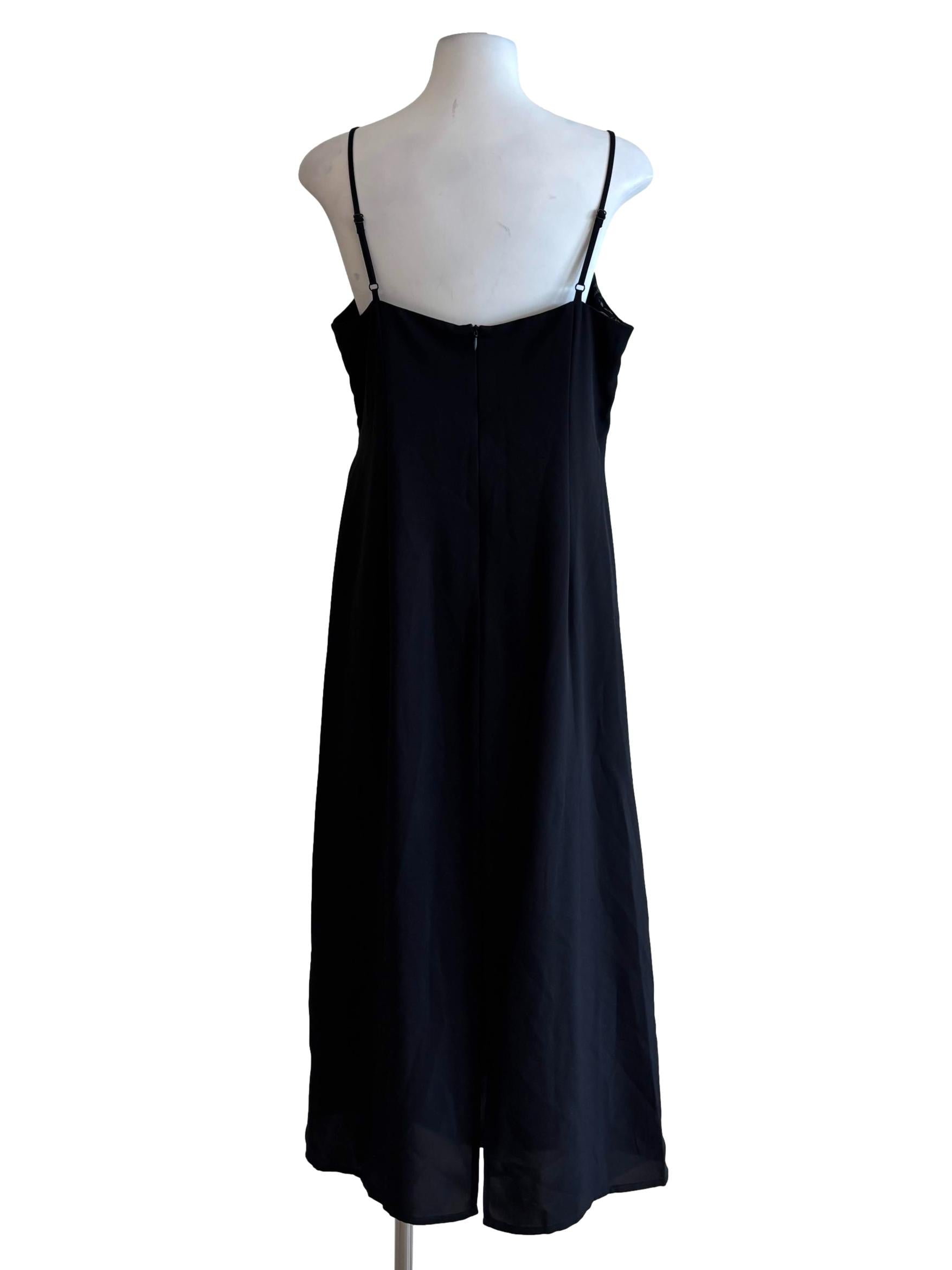 Slate Black Spaghetti Strap Patterned Dress