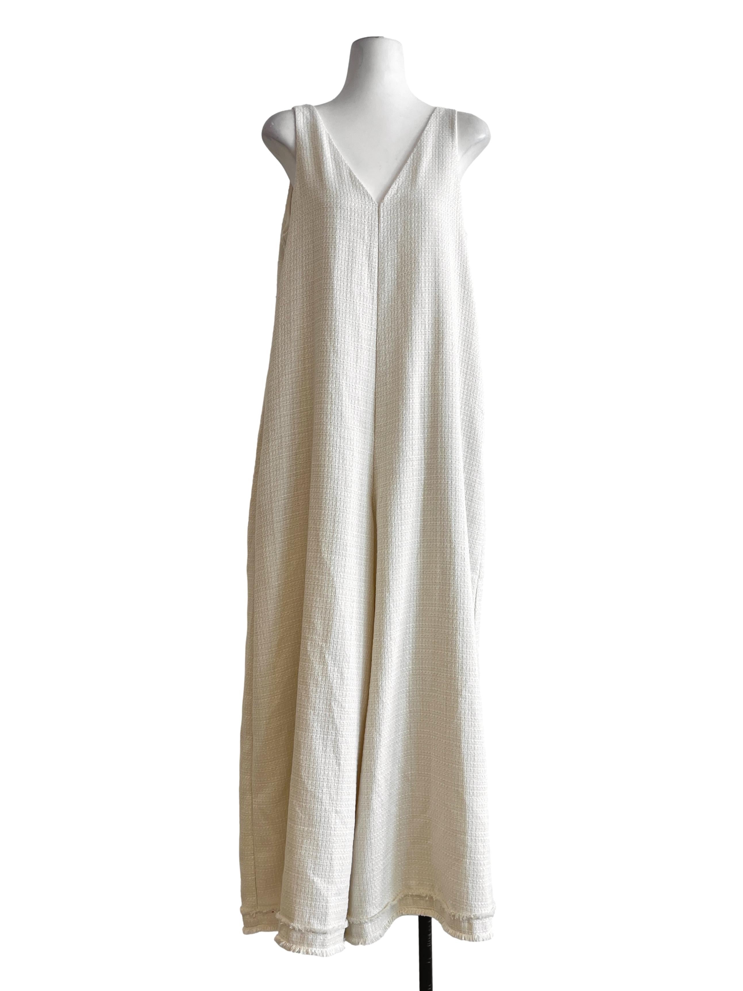 Ivory White V-Neck Jumpsuit LB