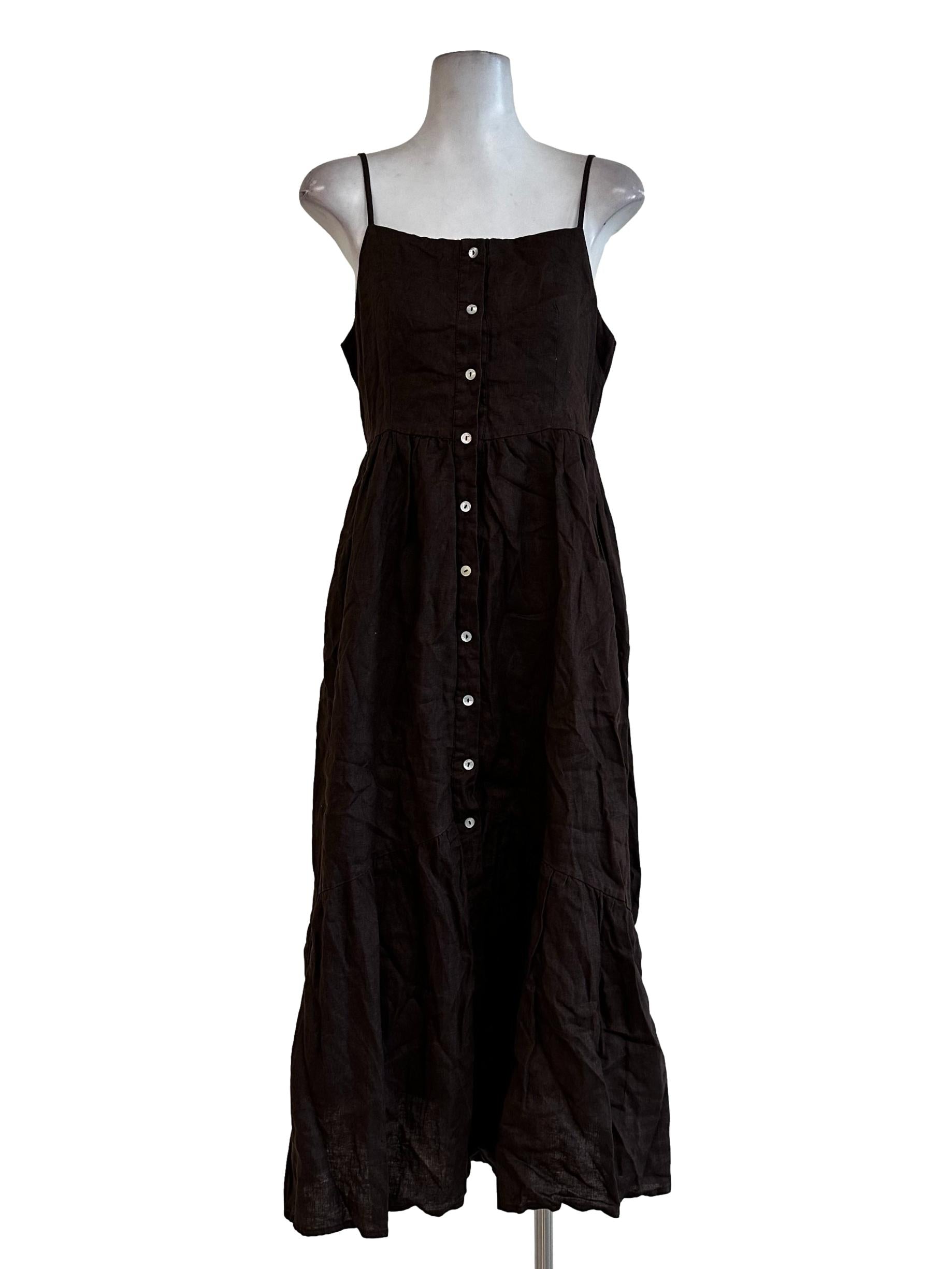 Umber Brown Sleeveless Maxi Dress