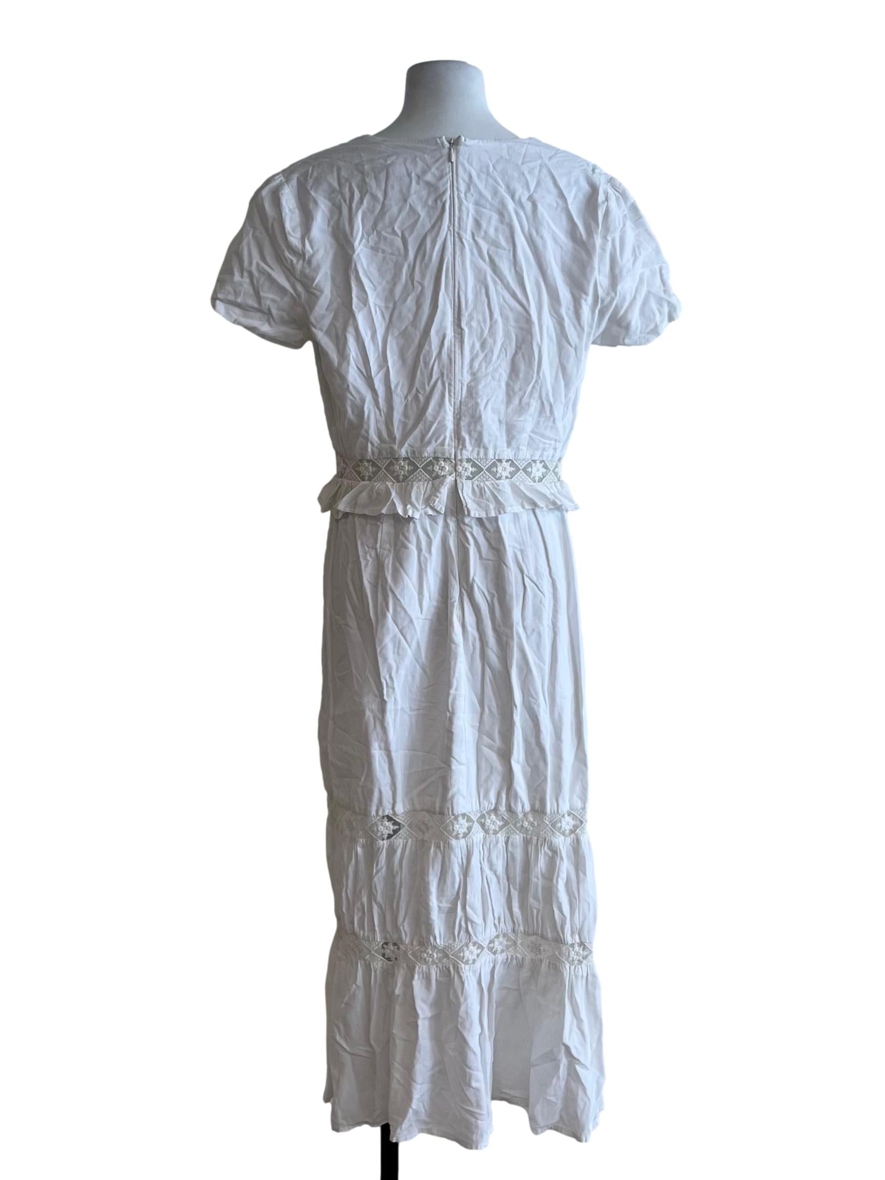 White V-Neckline Emprie Dress