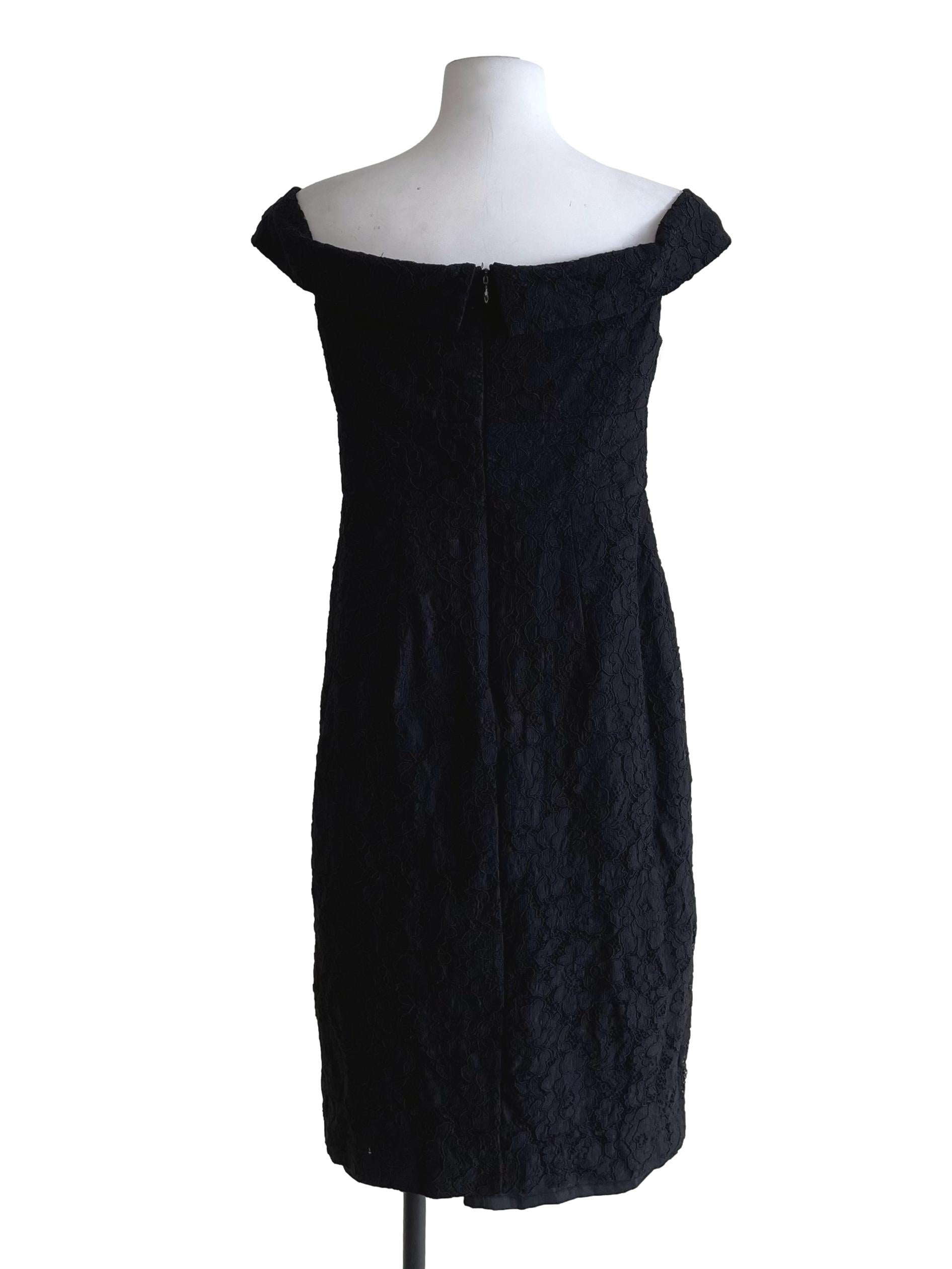 Black Off Shoulder Lace Slit Dress