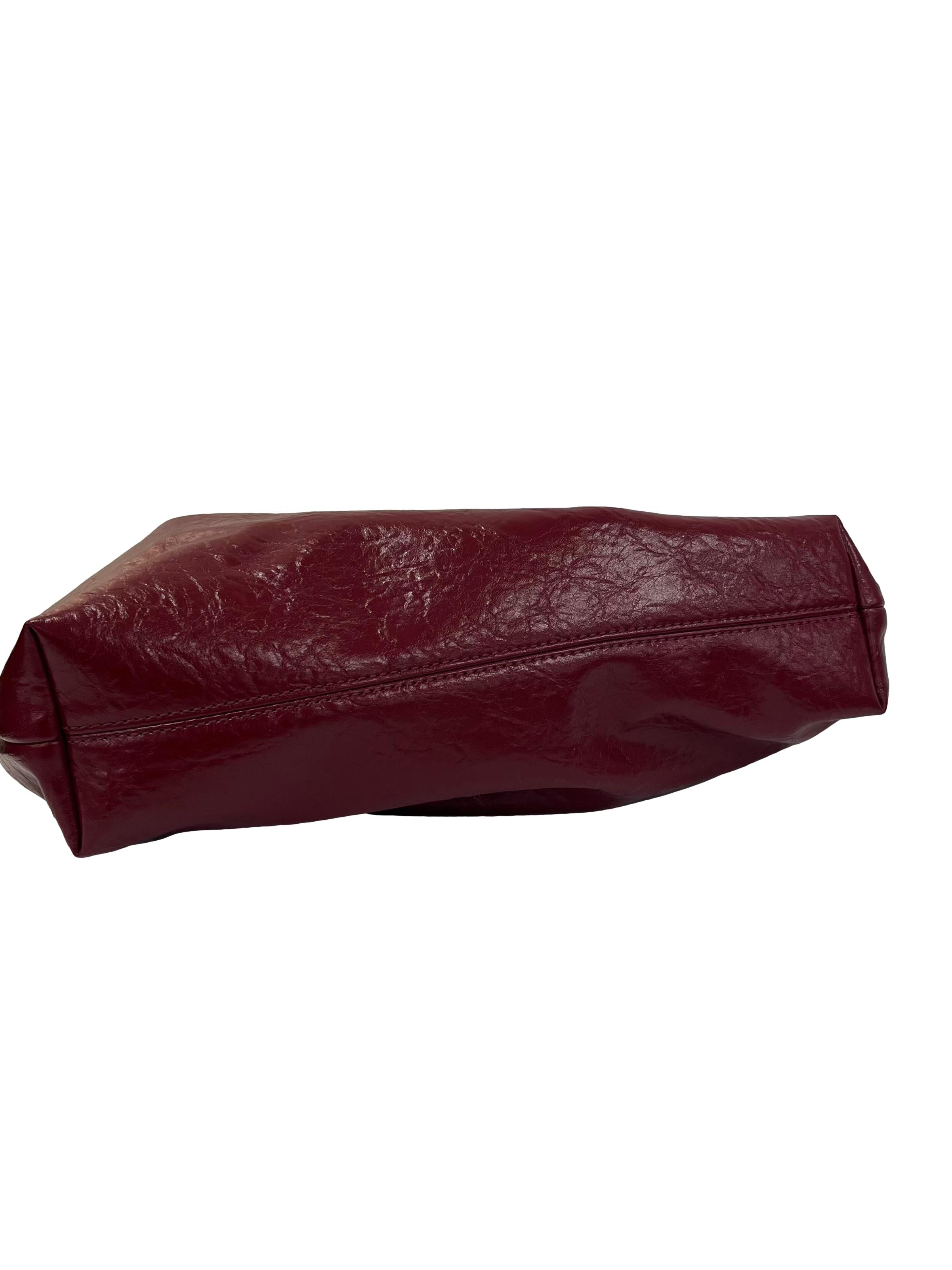 Burgundy Duo Double Chain Hobo Bag