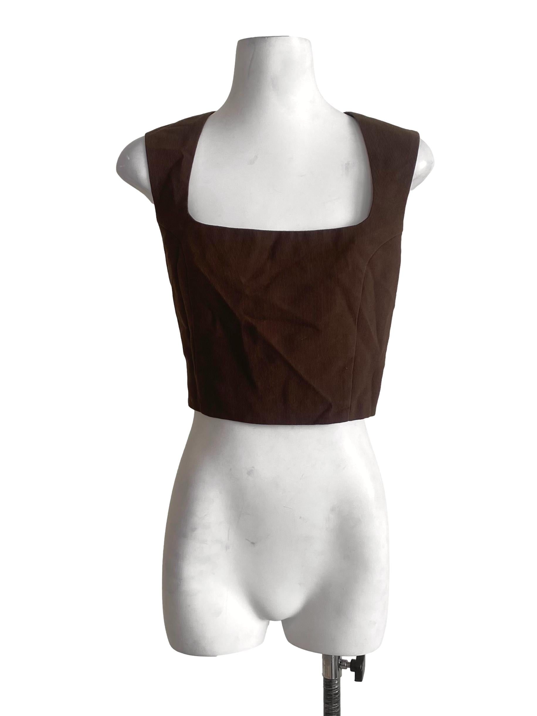 Dark Seaweed Green Square Sleeveless Crop Top