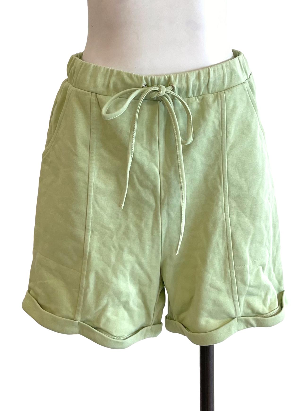 Lime Green Cuffed Shorts