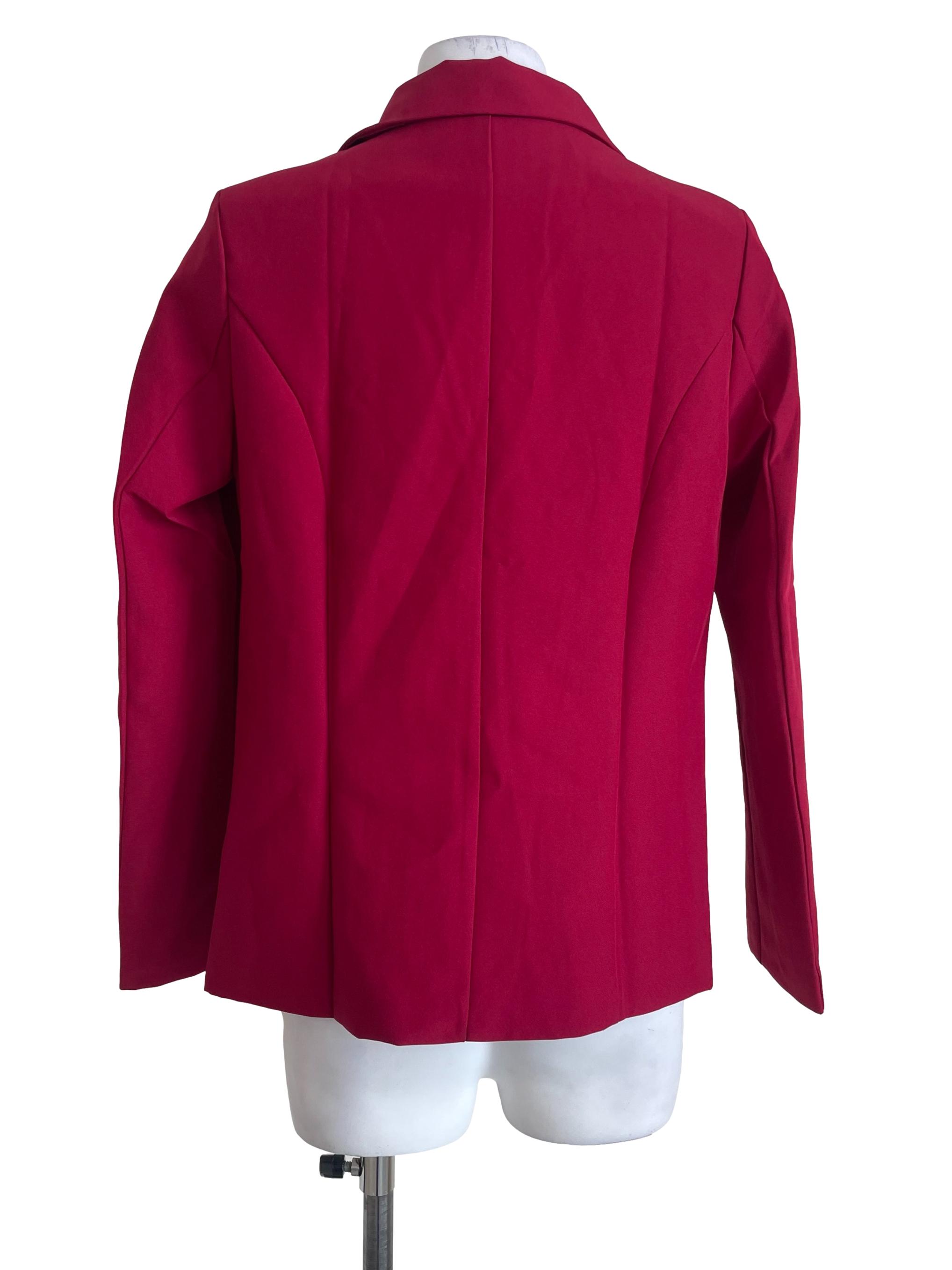 Cherry Red One Button Notch Lapel Blazer