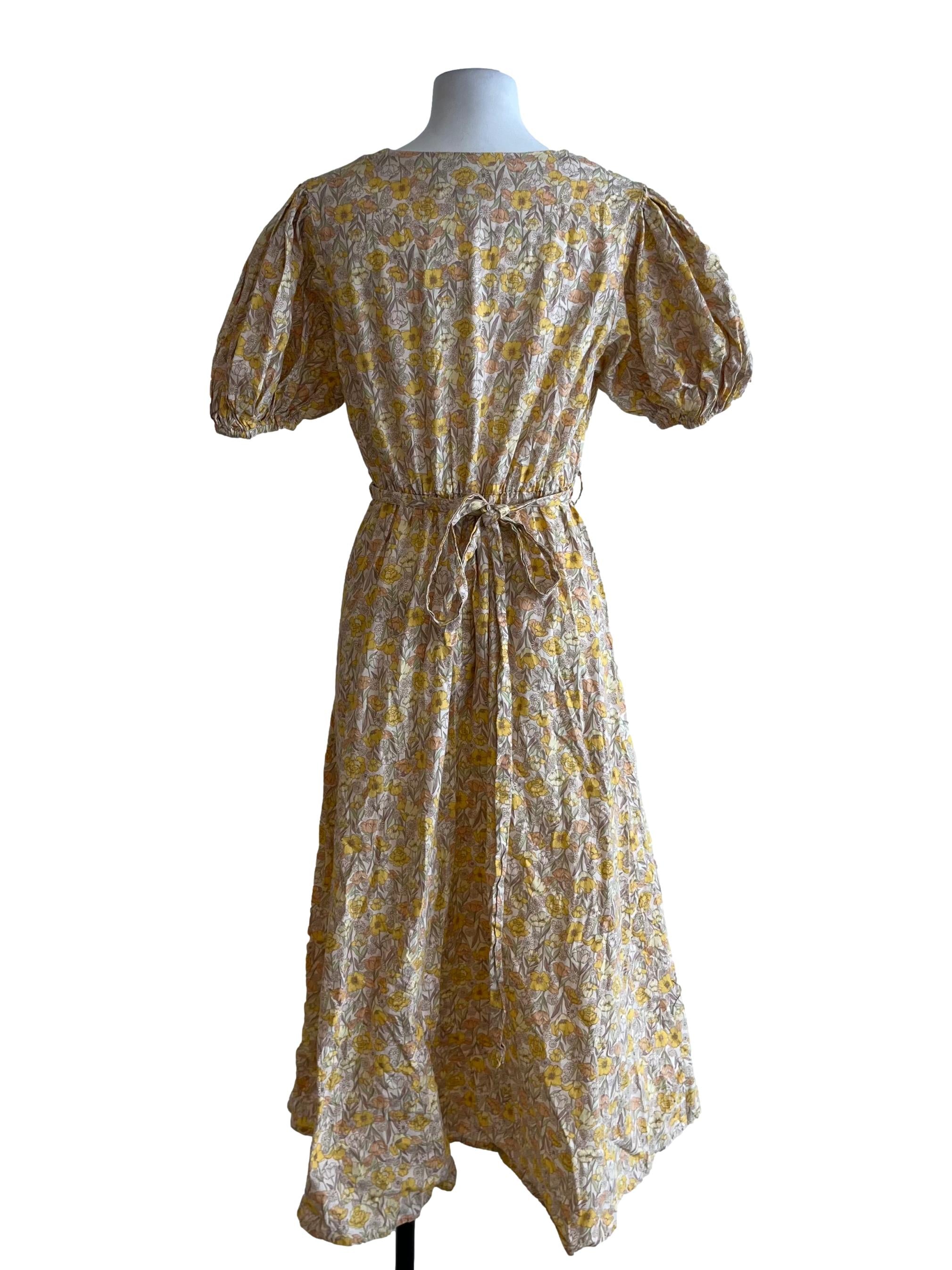 Latte Beige Floral Empire Dress