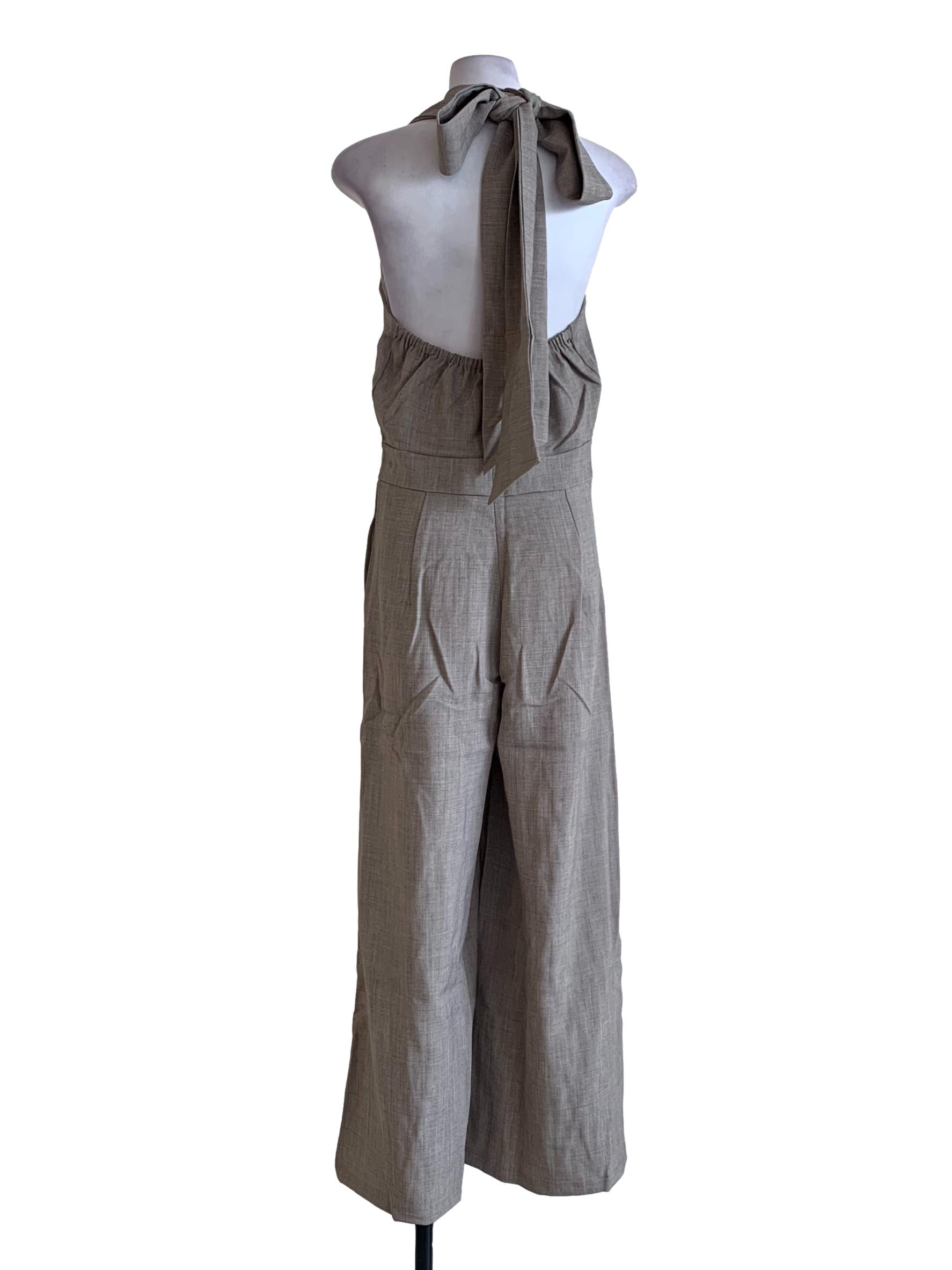 Light Cedar Brown Plaid Pattern Jumpsuit