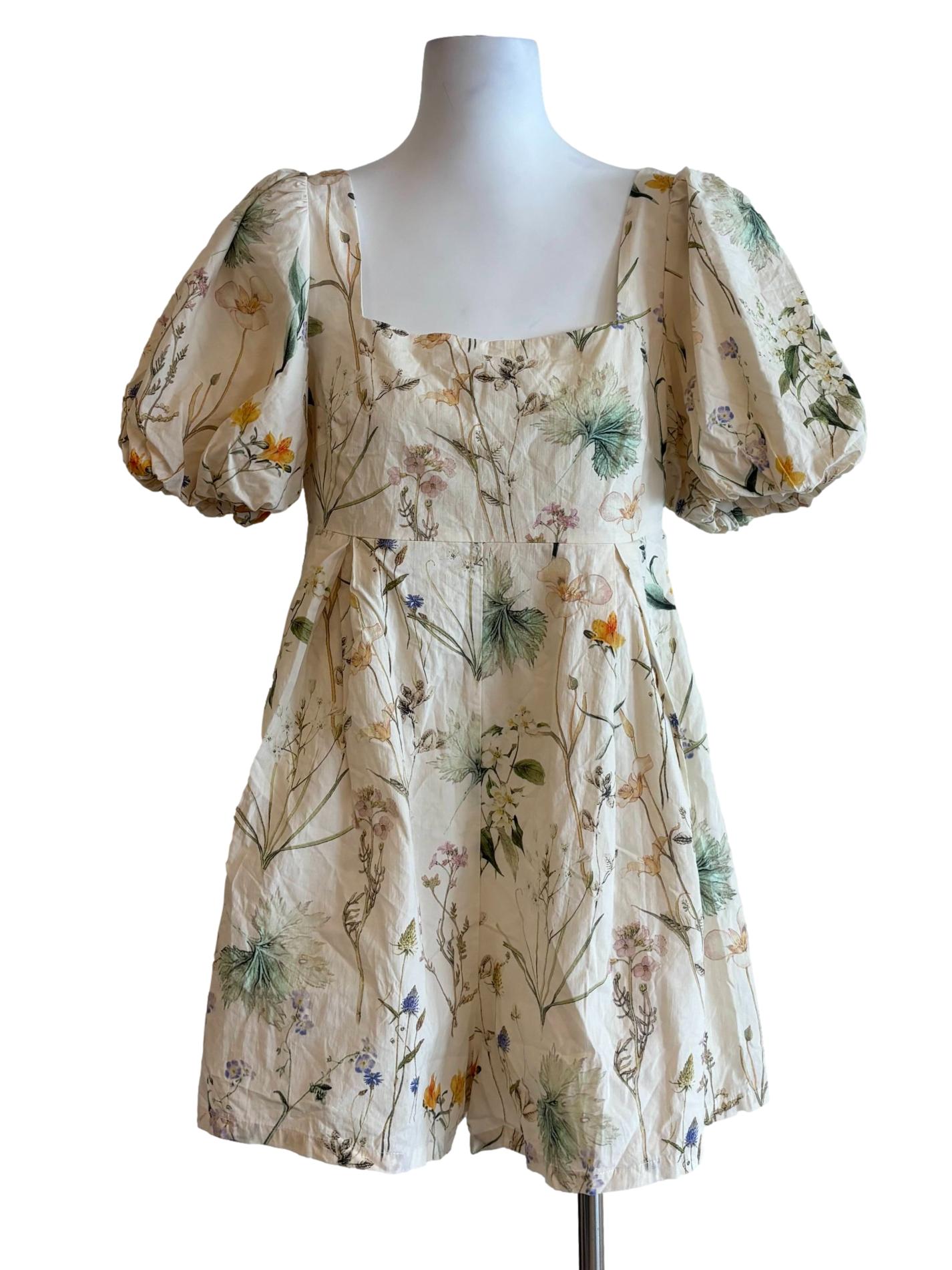 Cornsilk Floral Square Neck Rompers