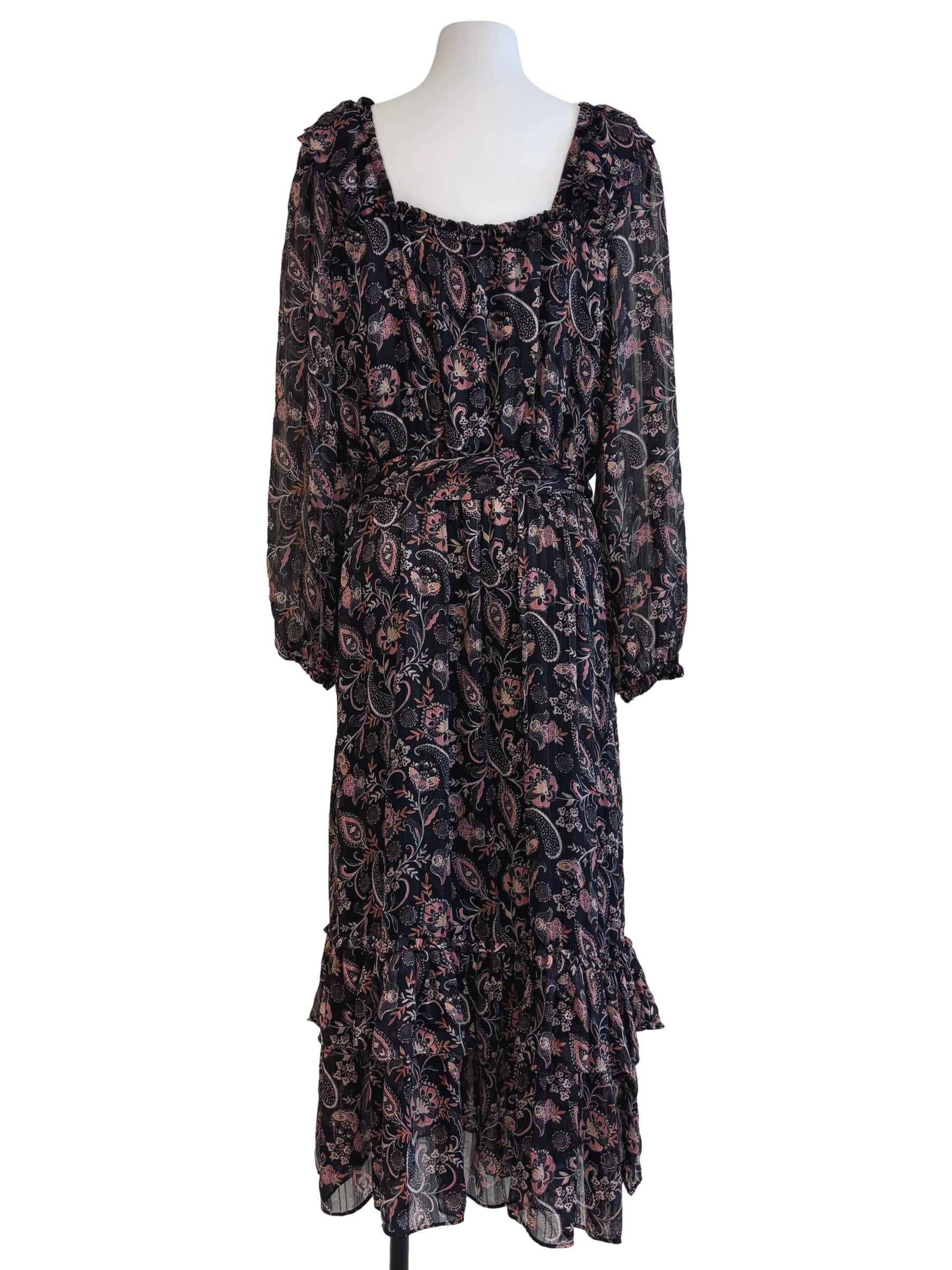 Jet Black Printed Maxi Tier Dress