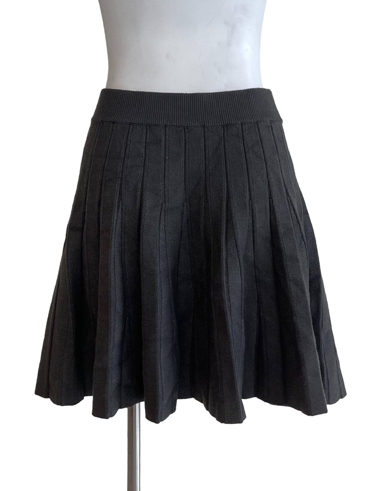 Dark Grey Pleated Mini Skirt