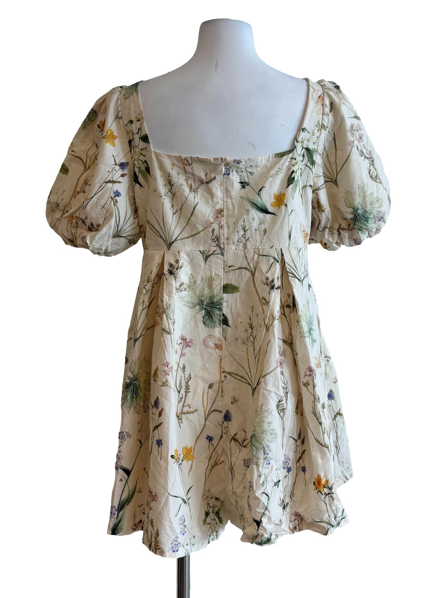 Cornsilk Floral Square Neck Rompers