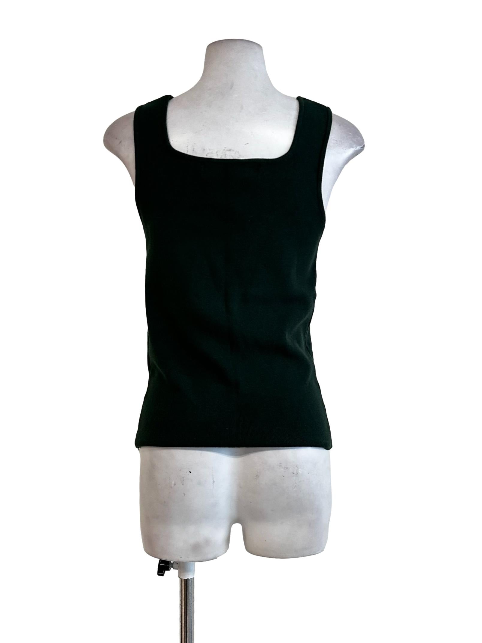 Basil Green Square Neck Sleeveless Top