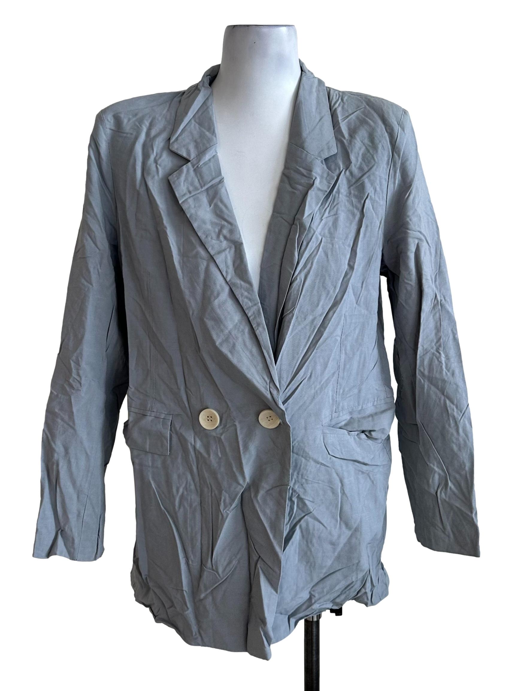 Ash Blue Collar Long Sleeve Blazer