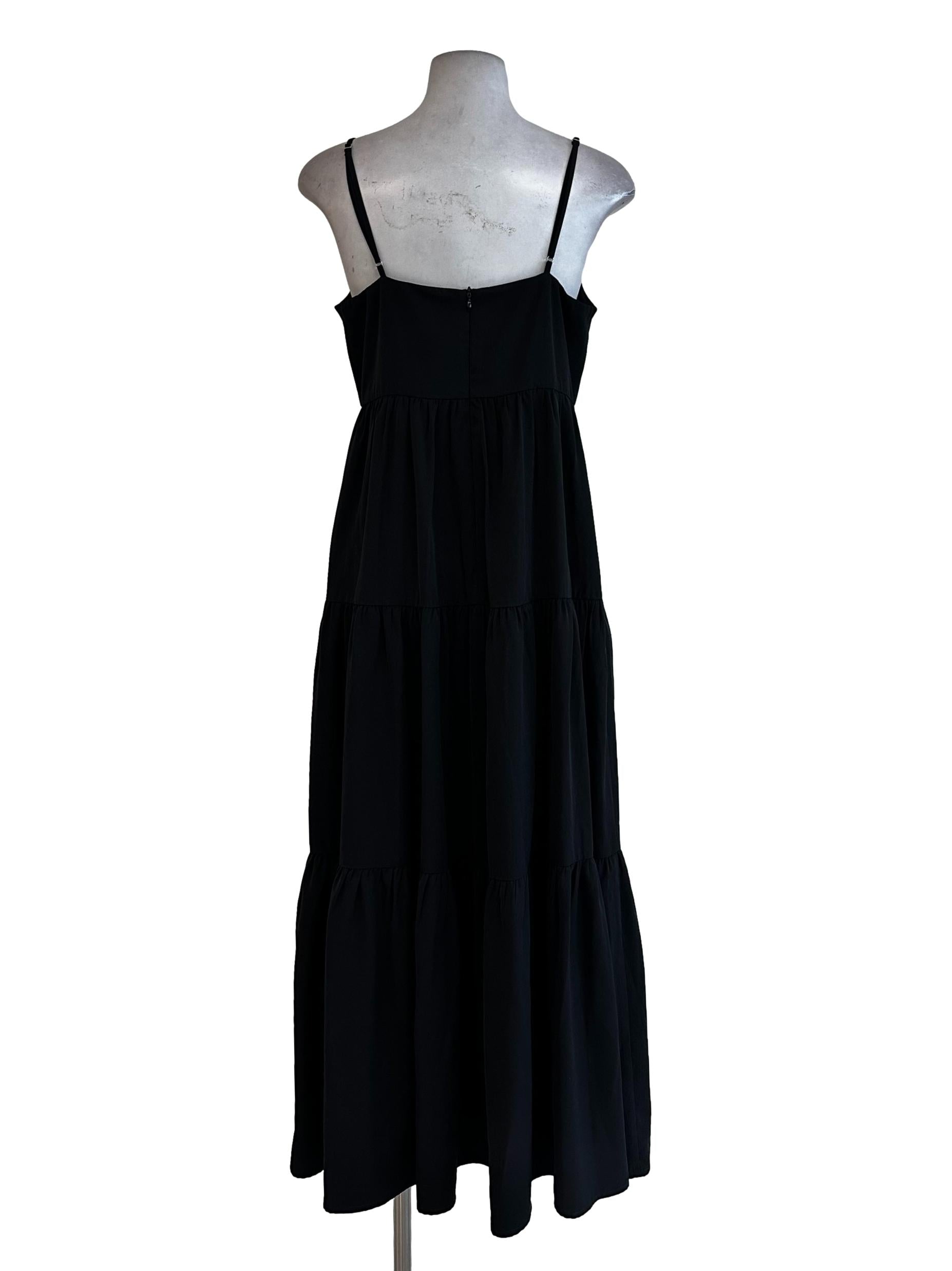 Black V Neckline Sleeveless Maxi Dress