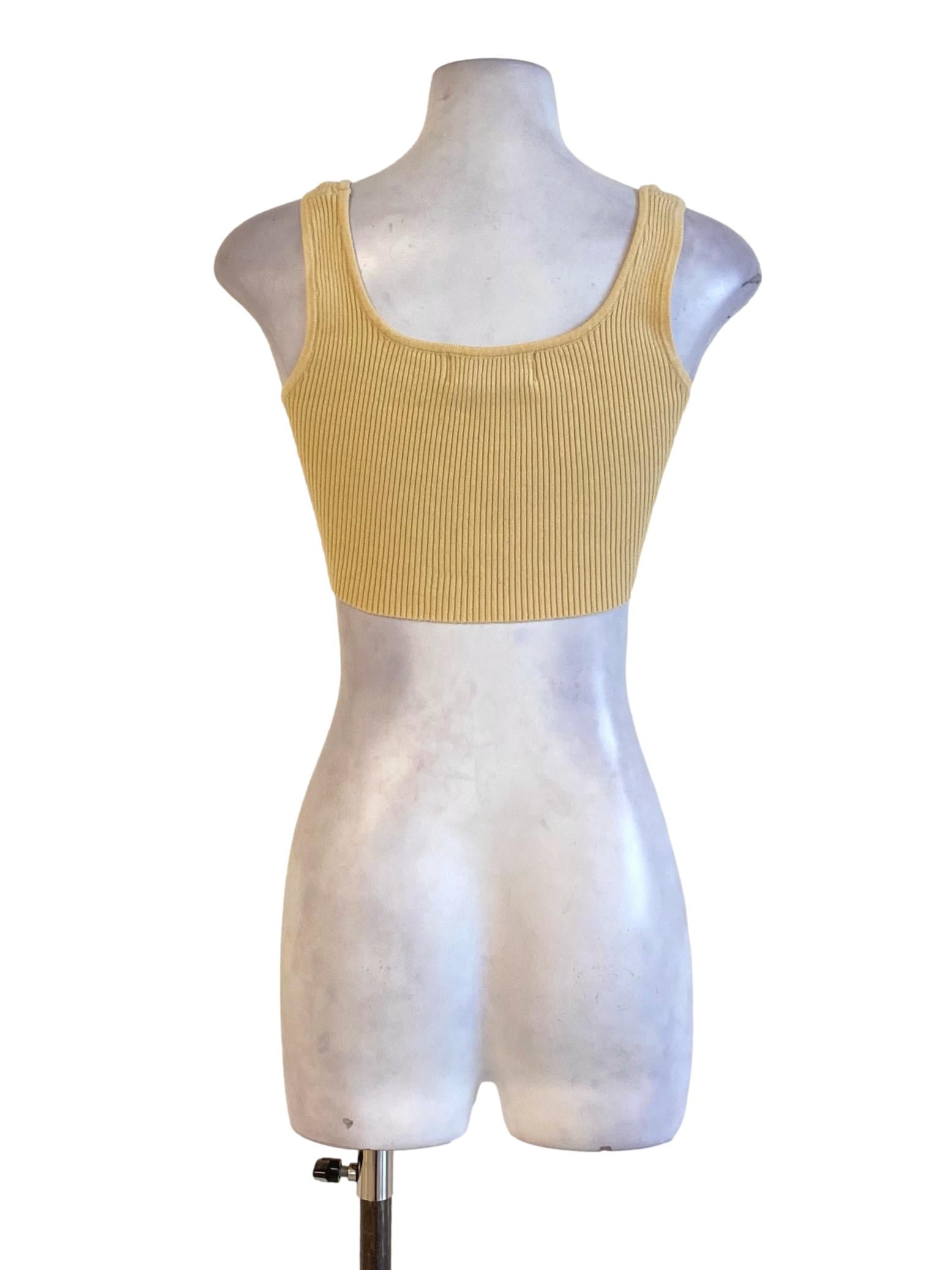Buttermilk Yellow Knitted Fit Cropped Top YHF