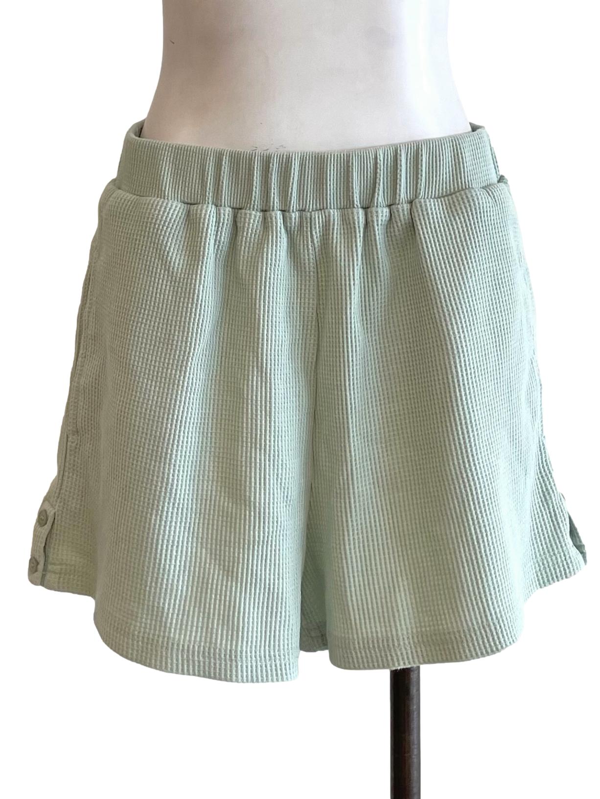 Pale Green Waffle Shorts