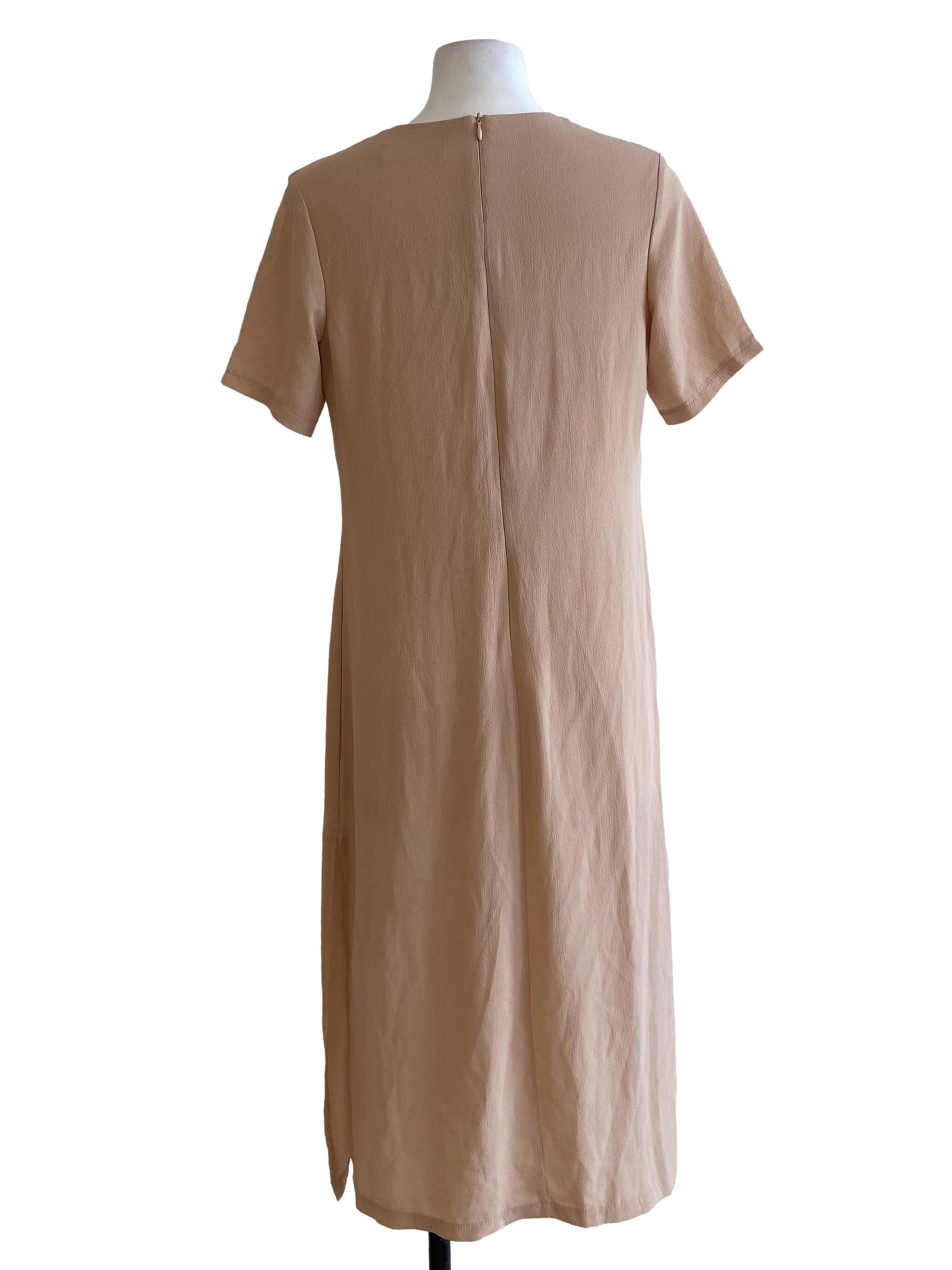 Salmon Side Slit Slip Dress