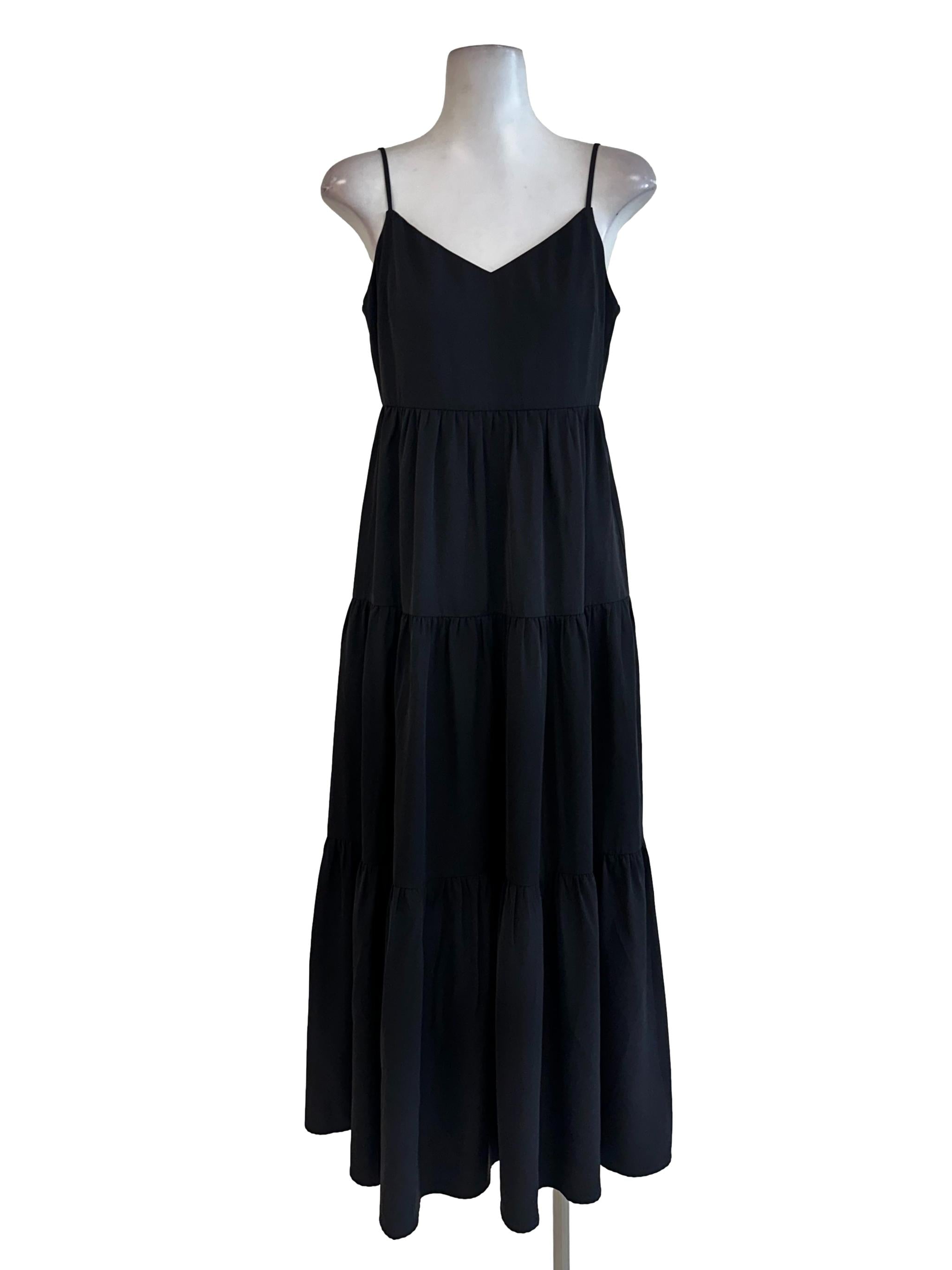 Black V Neckline Sleeveless Maxi Dress