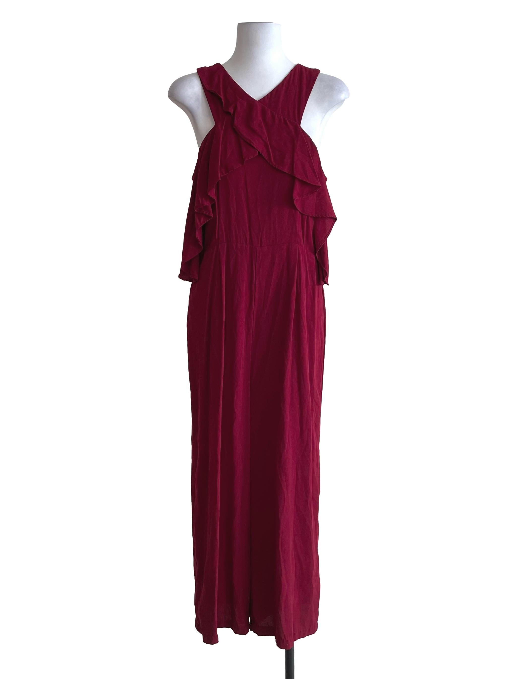 Scarlet Red Cape Off Shoulder Jumpsuit