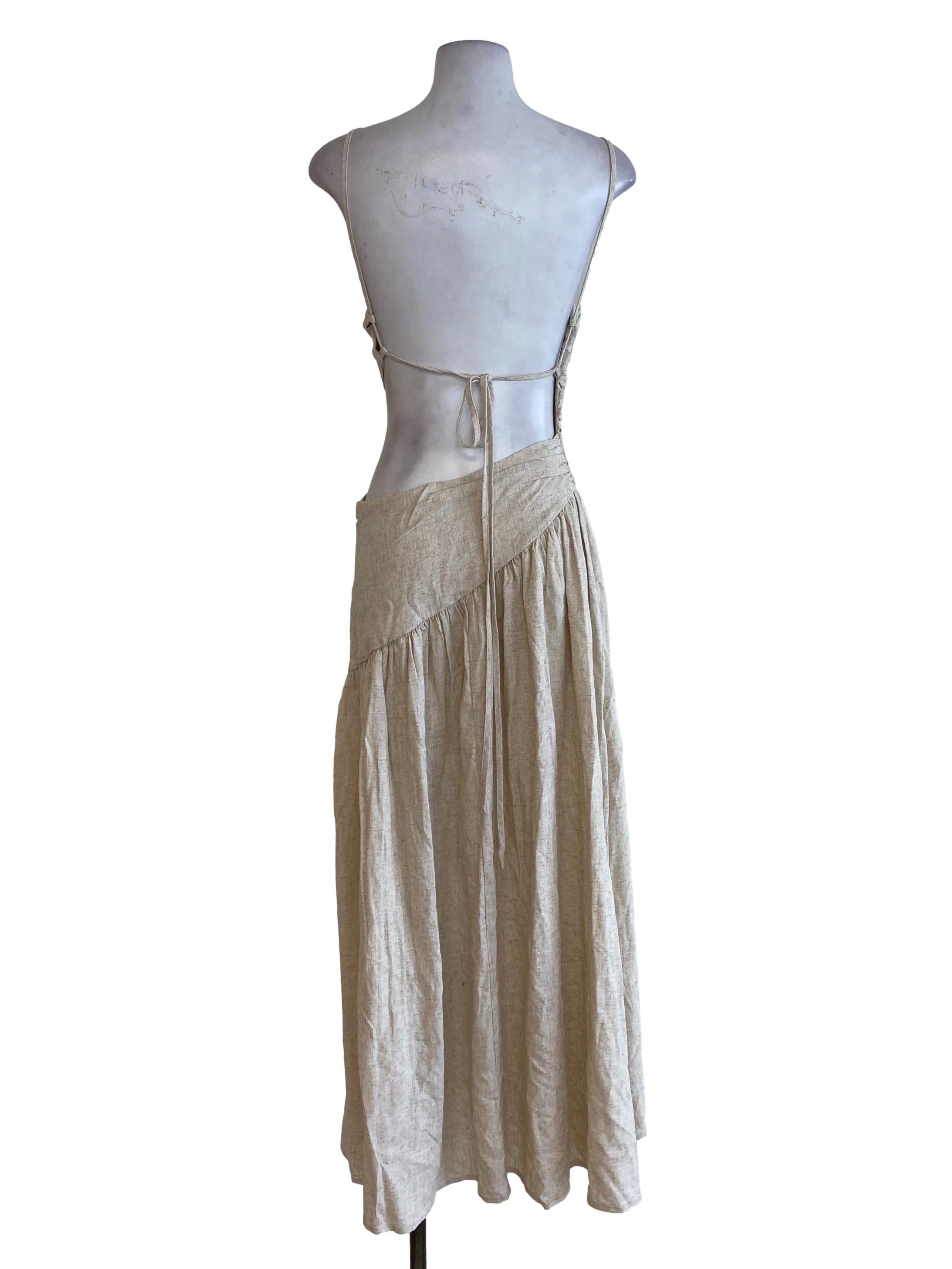 Beige Lined Blouson Dress