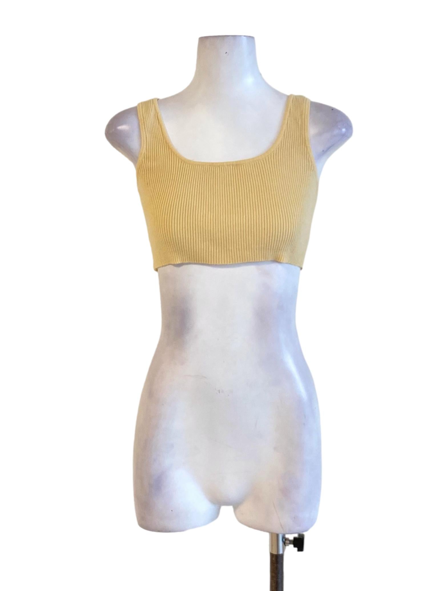 Buttermilk Yellow Knitted Fit Cropped Top YHF