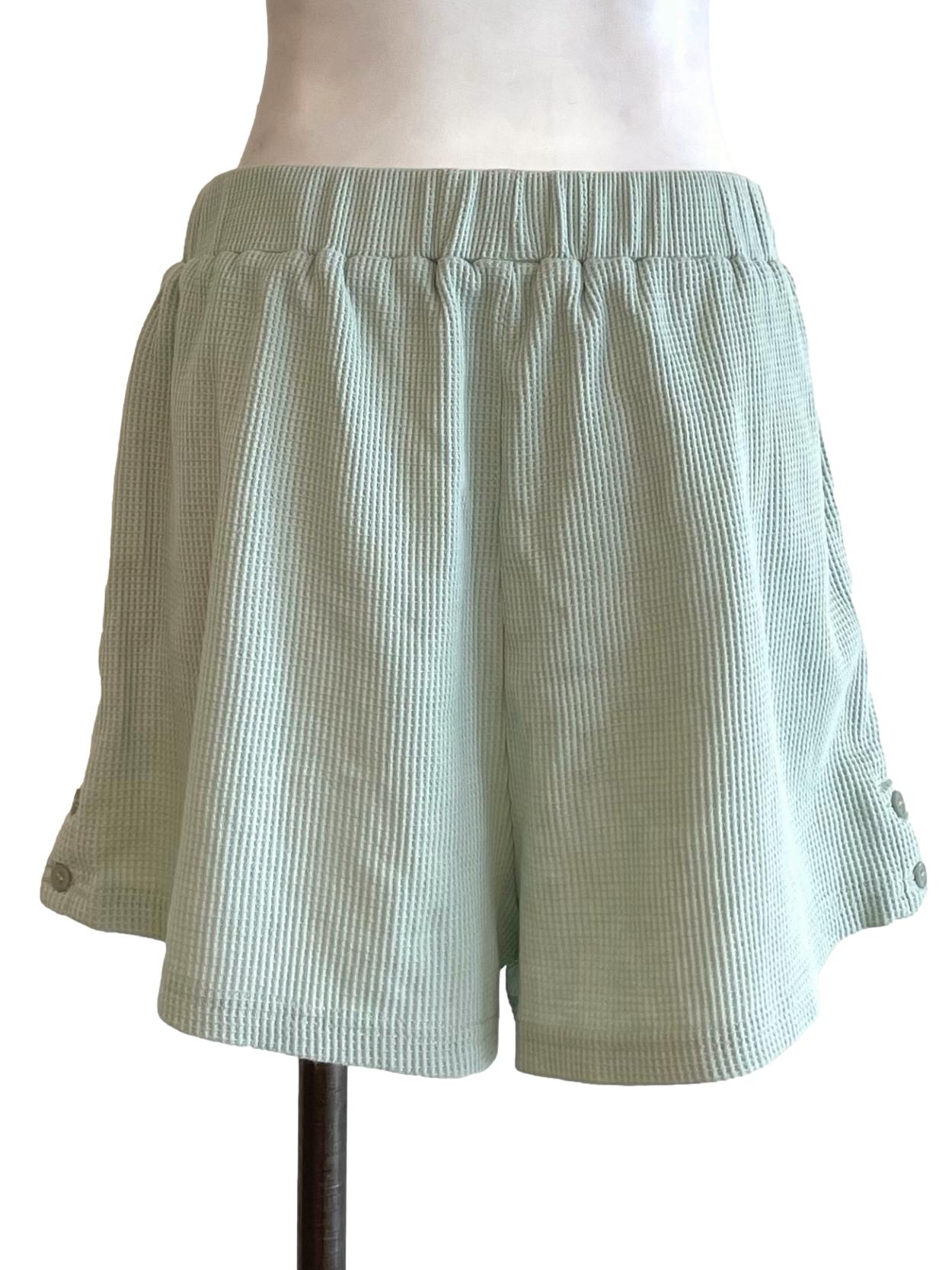 Pale Green Waffle Shorts