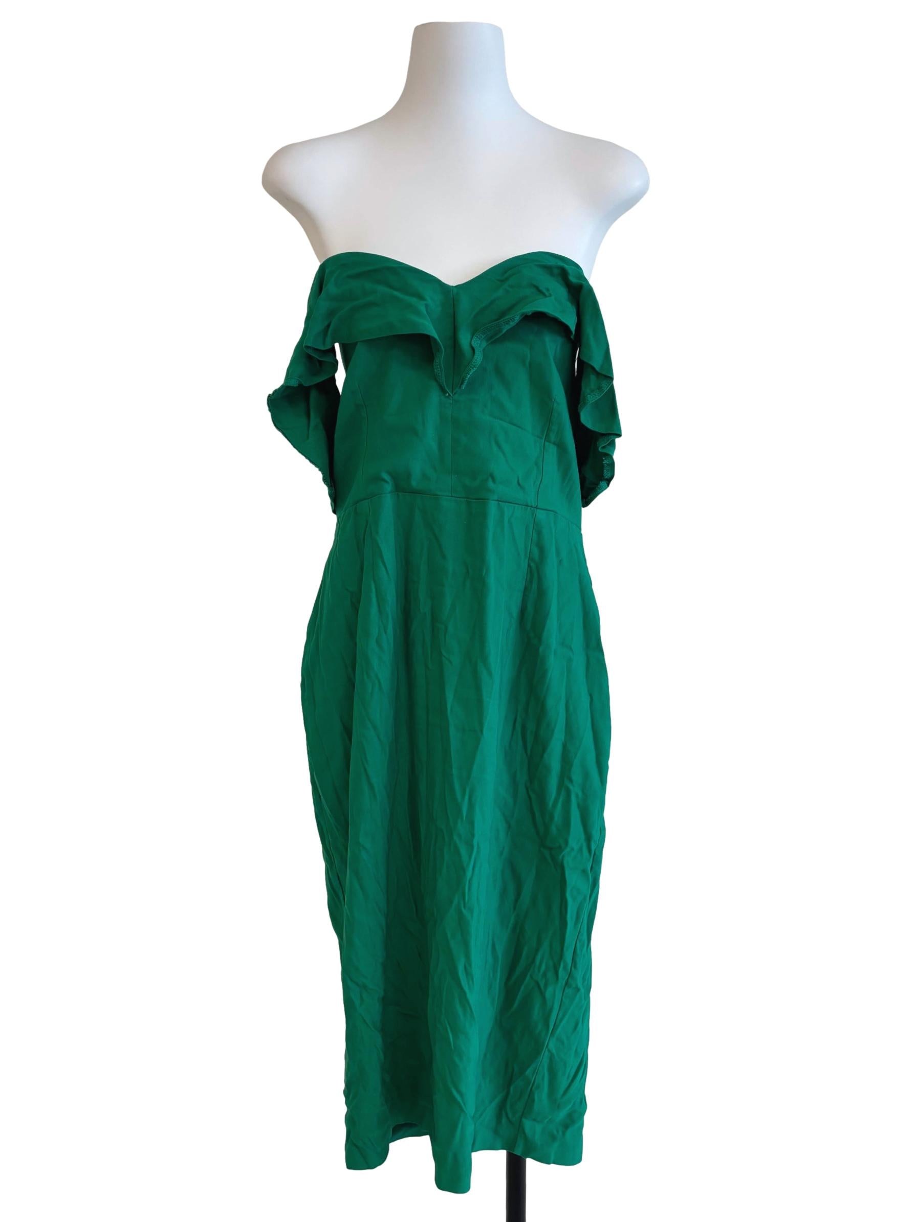 Jade Green Off Shoulder Pencil Dress