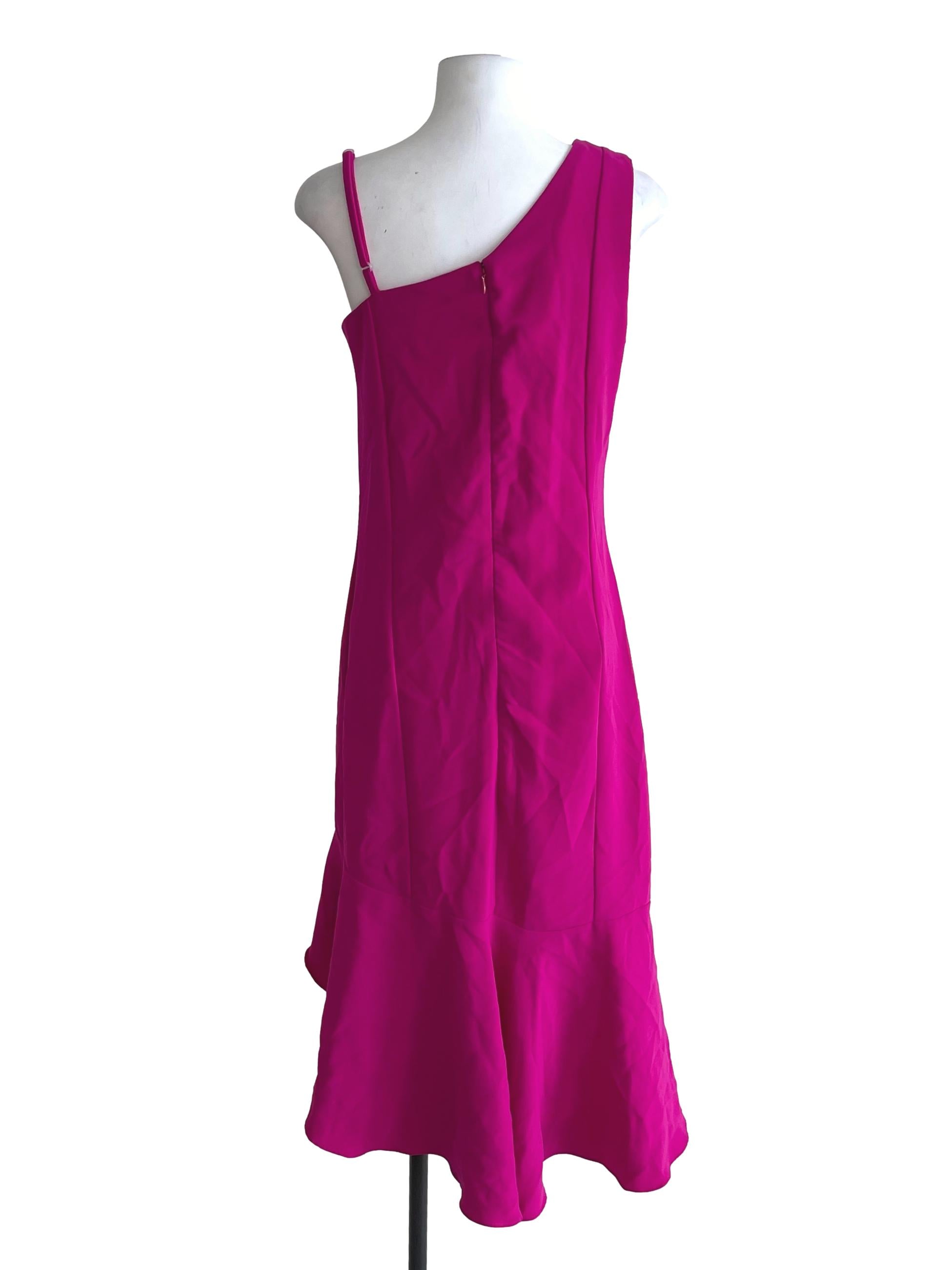 Fuschia Violet Pink Asymmetric Slit Dress
