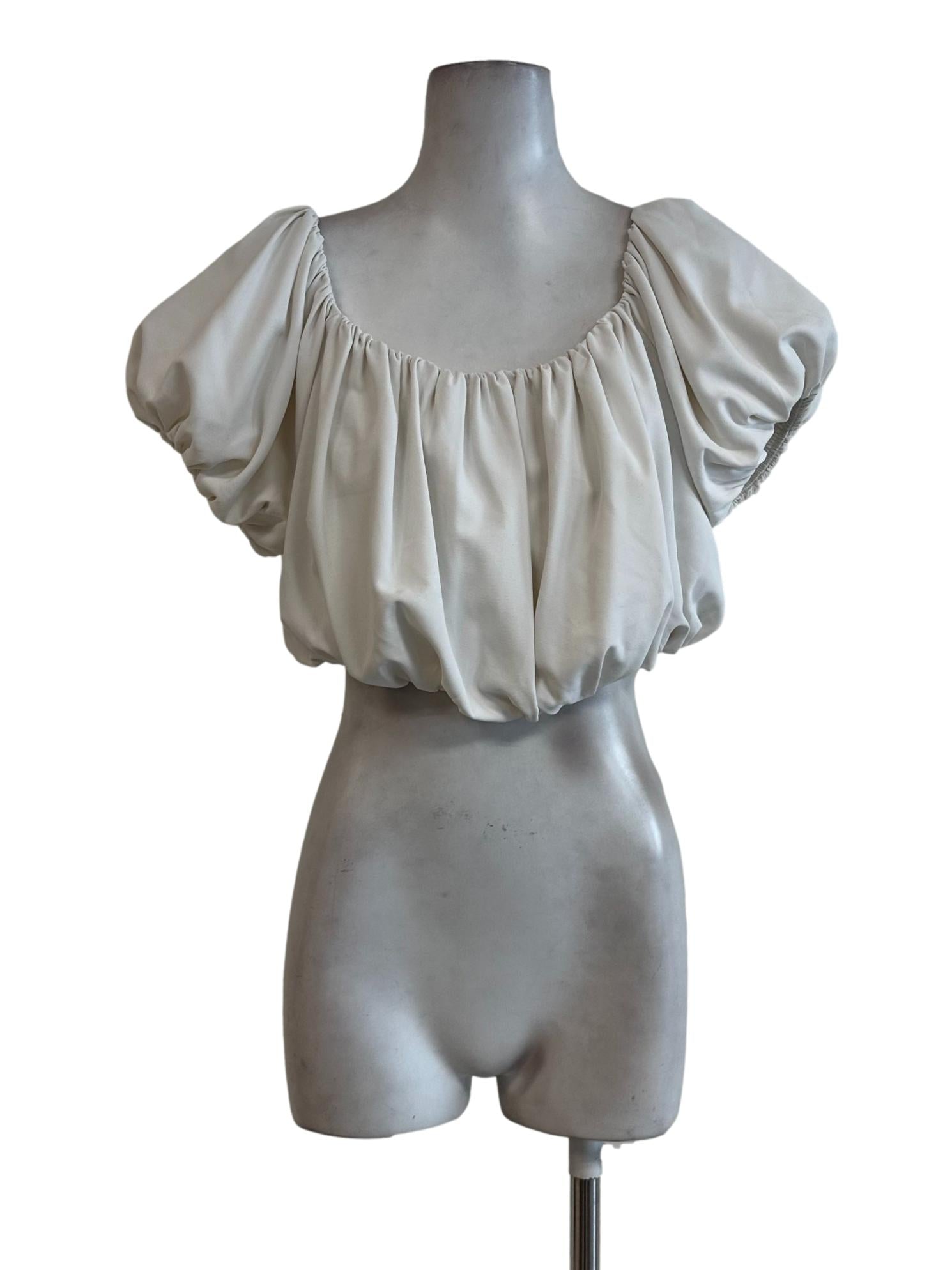 Daisy White Bateau Neck Cropped Tops