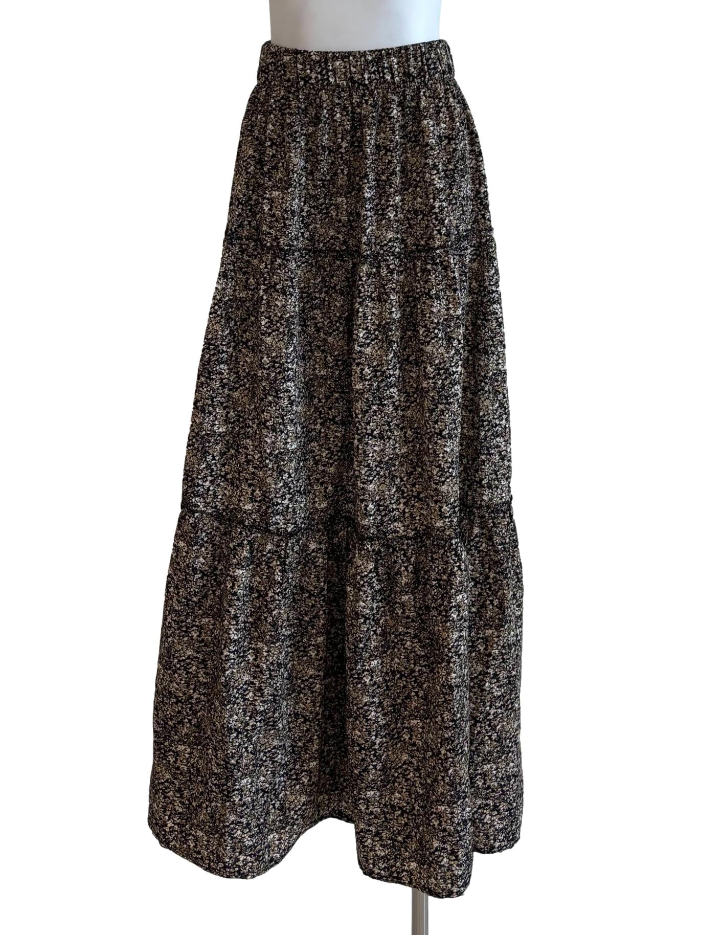 Taupe Brown Floral Tier Skirt