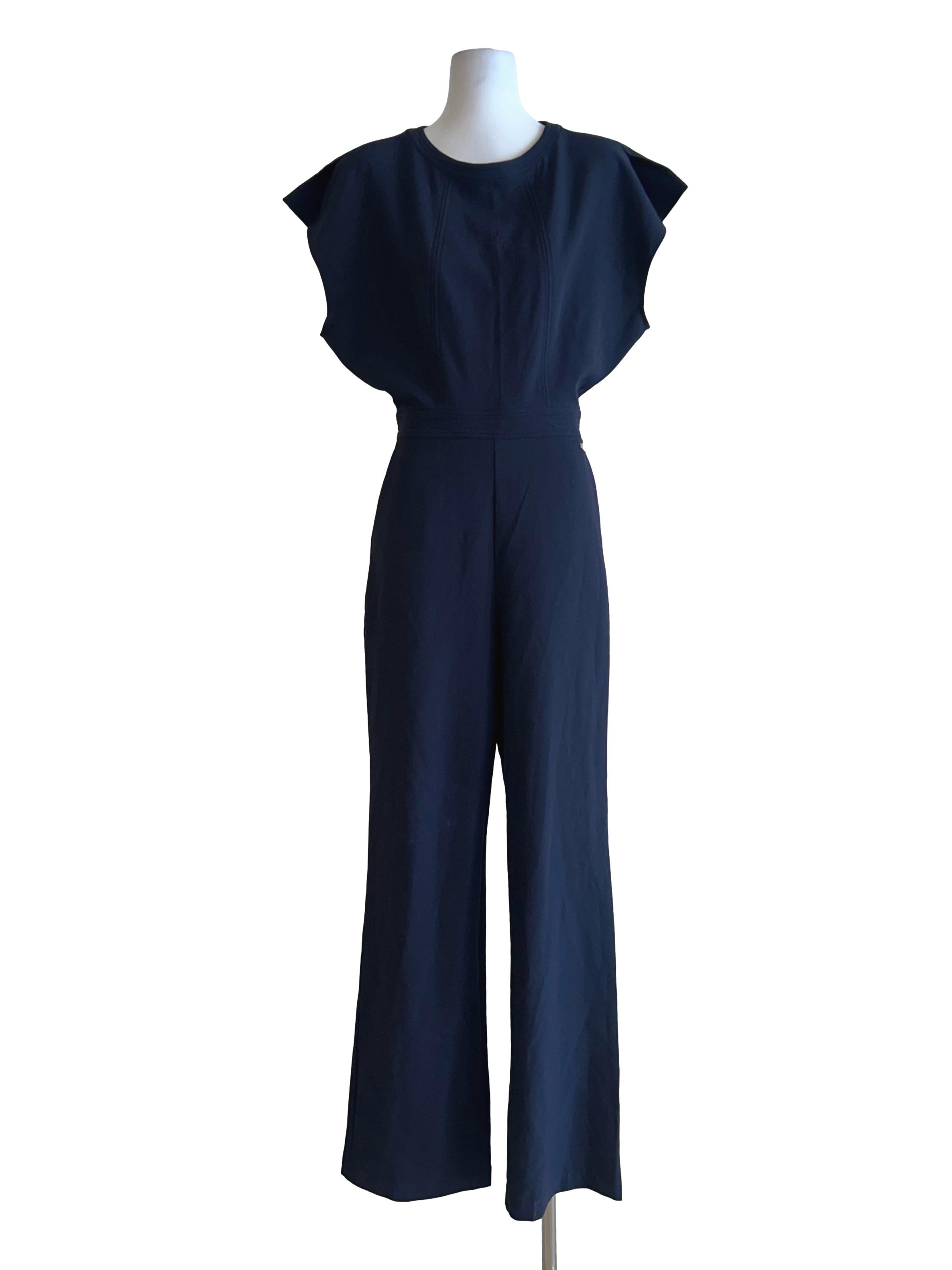 Dark Blue Backless Jumpsuits