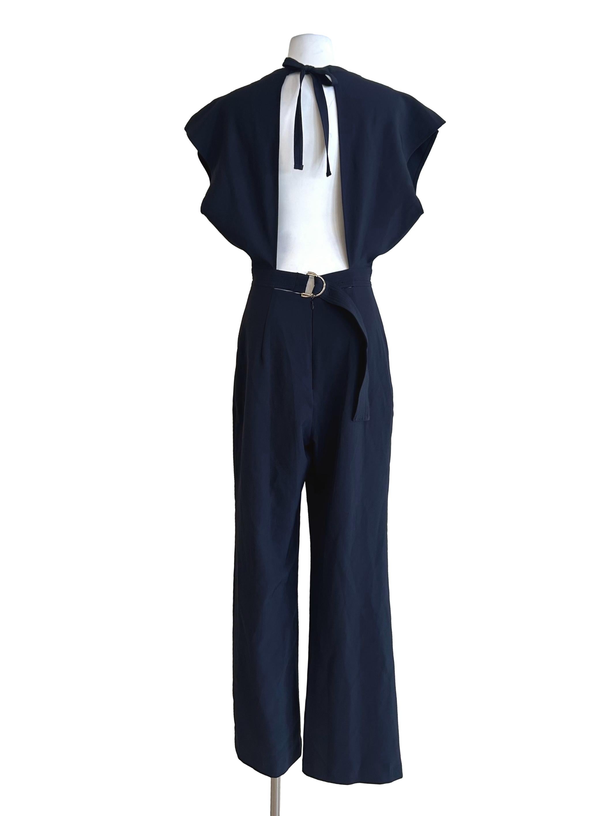 Dark Blue Backless Jumpsuits