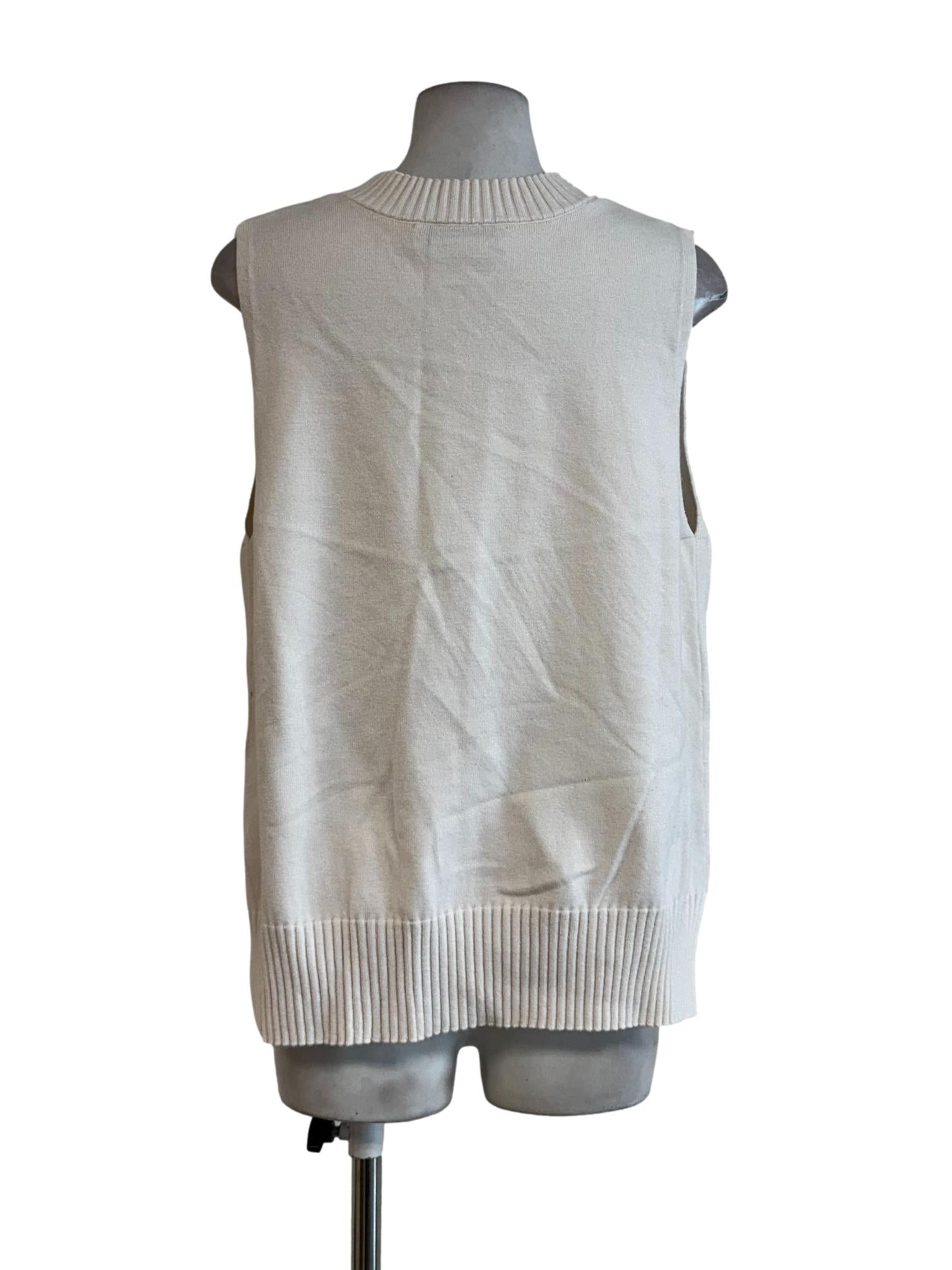 White V Neckline Sleeveless Top