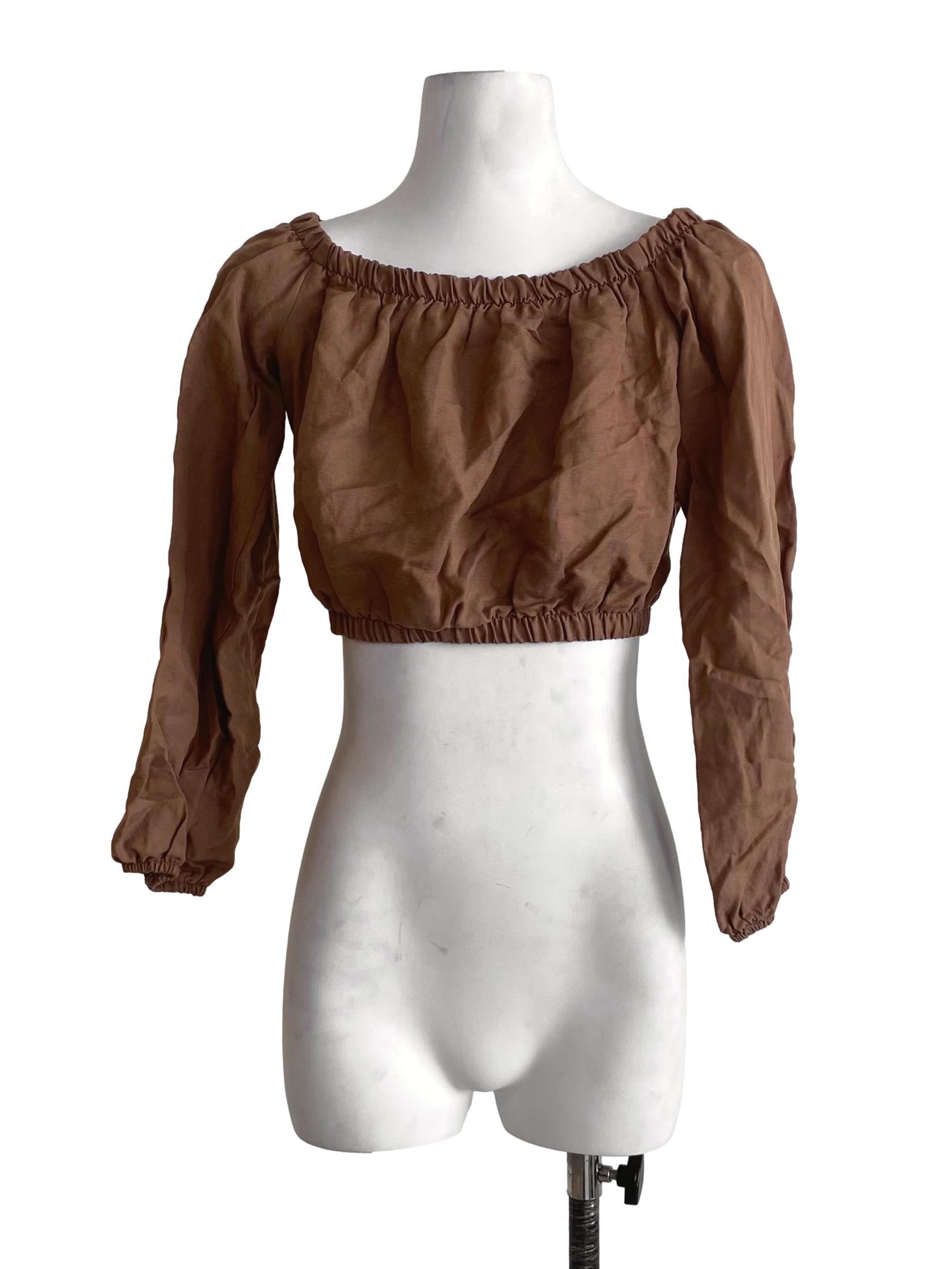 Light Tortilla Brown Stretchable Crop Top