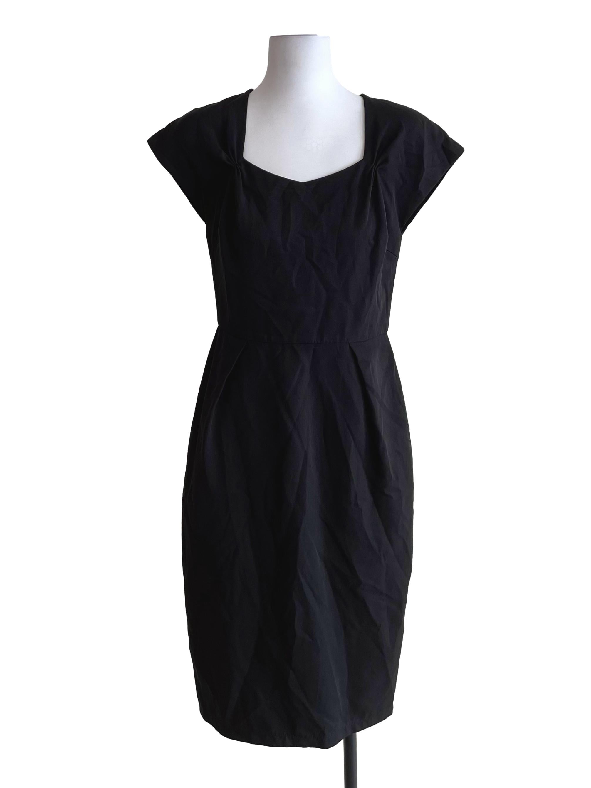 Black Square Neck Slip Dress