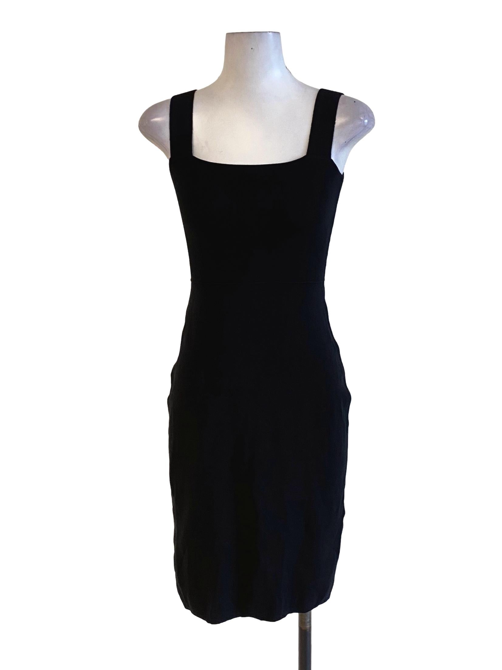 Ebony Black Square Neck Knitted Fit Bodycon Dress TCL