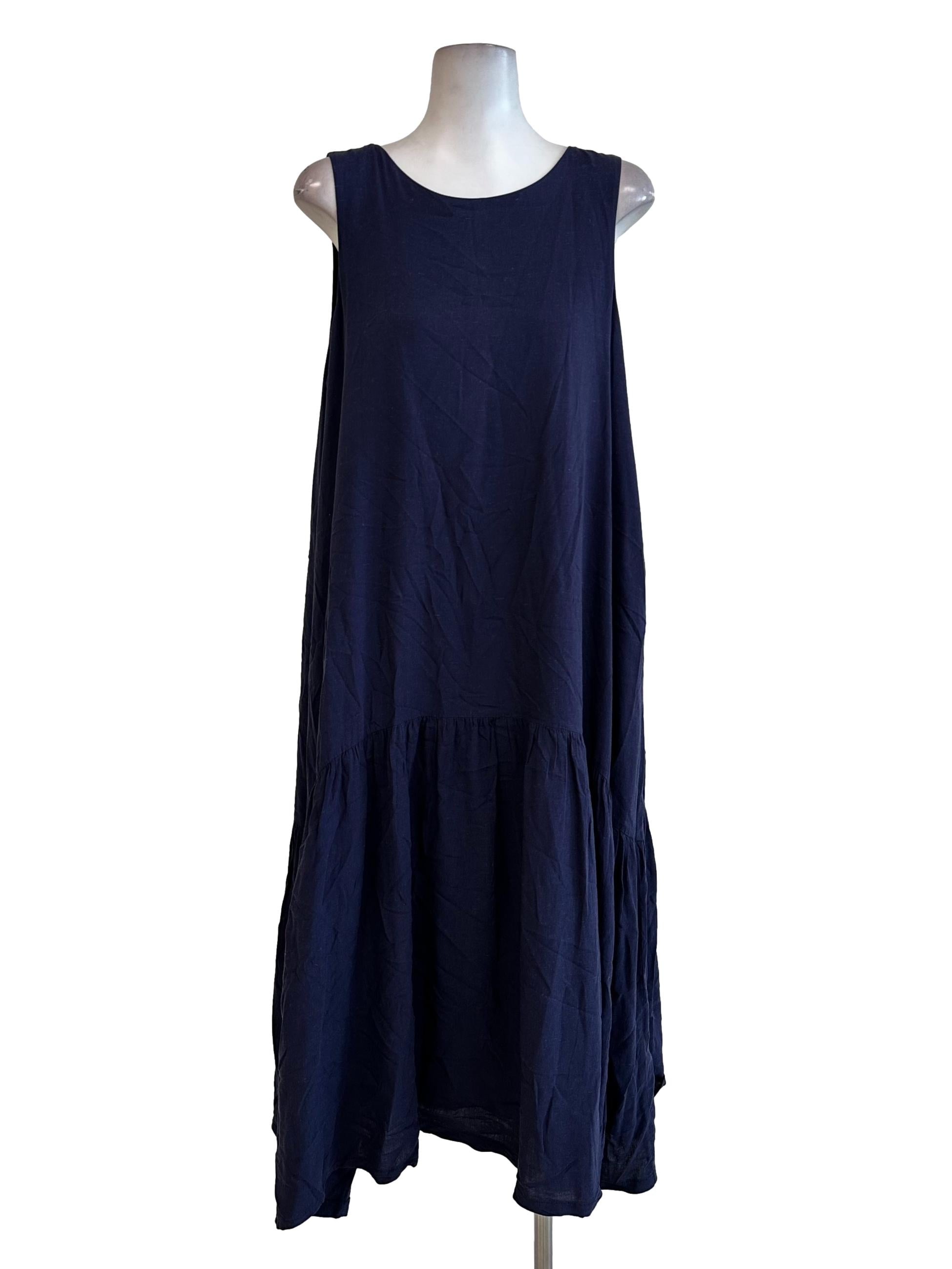 Berry Blue Round Neck Sleeveless Maxi Dress