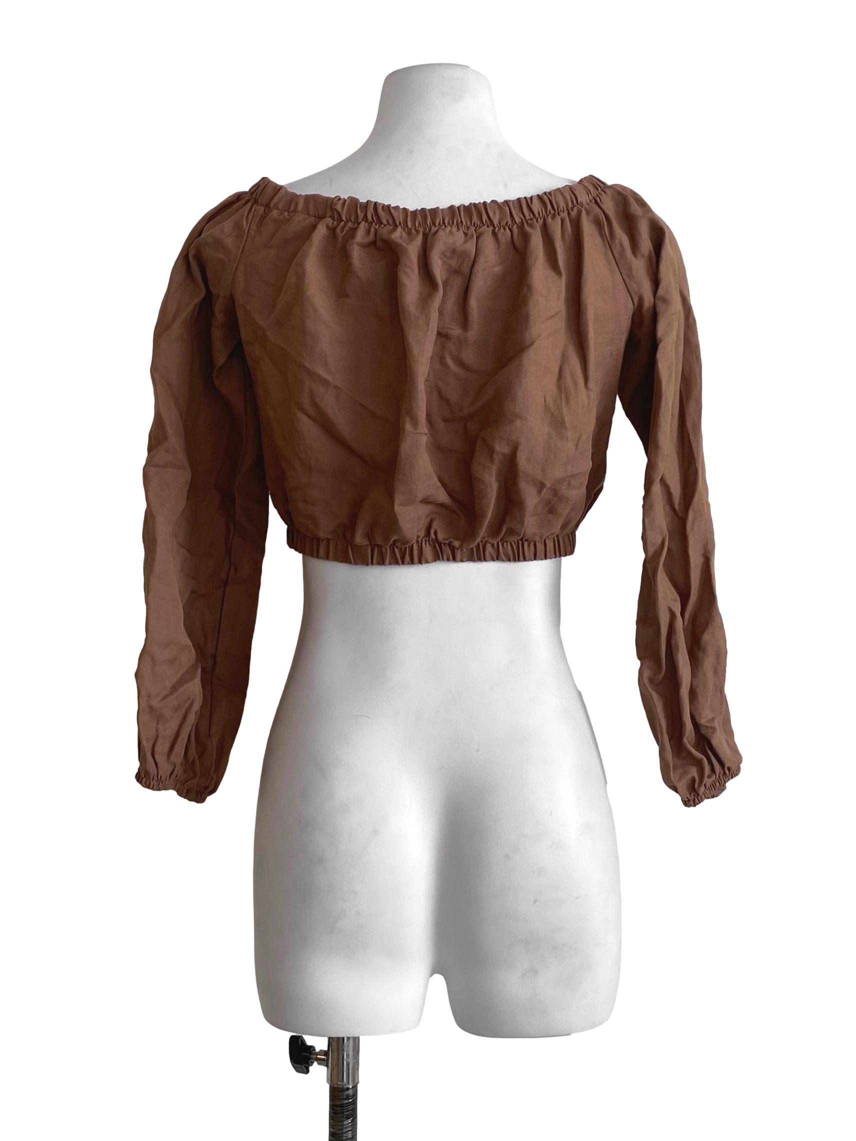 Light Tortilla Brown Stretchable Crop Top