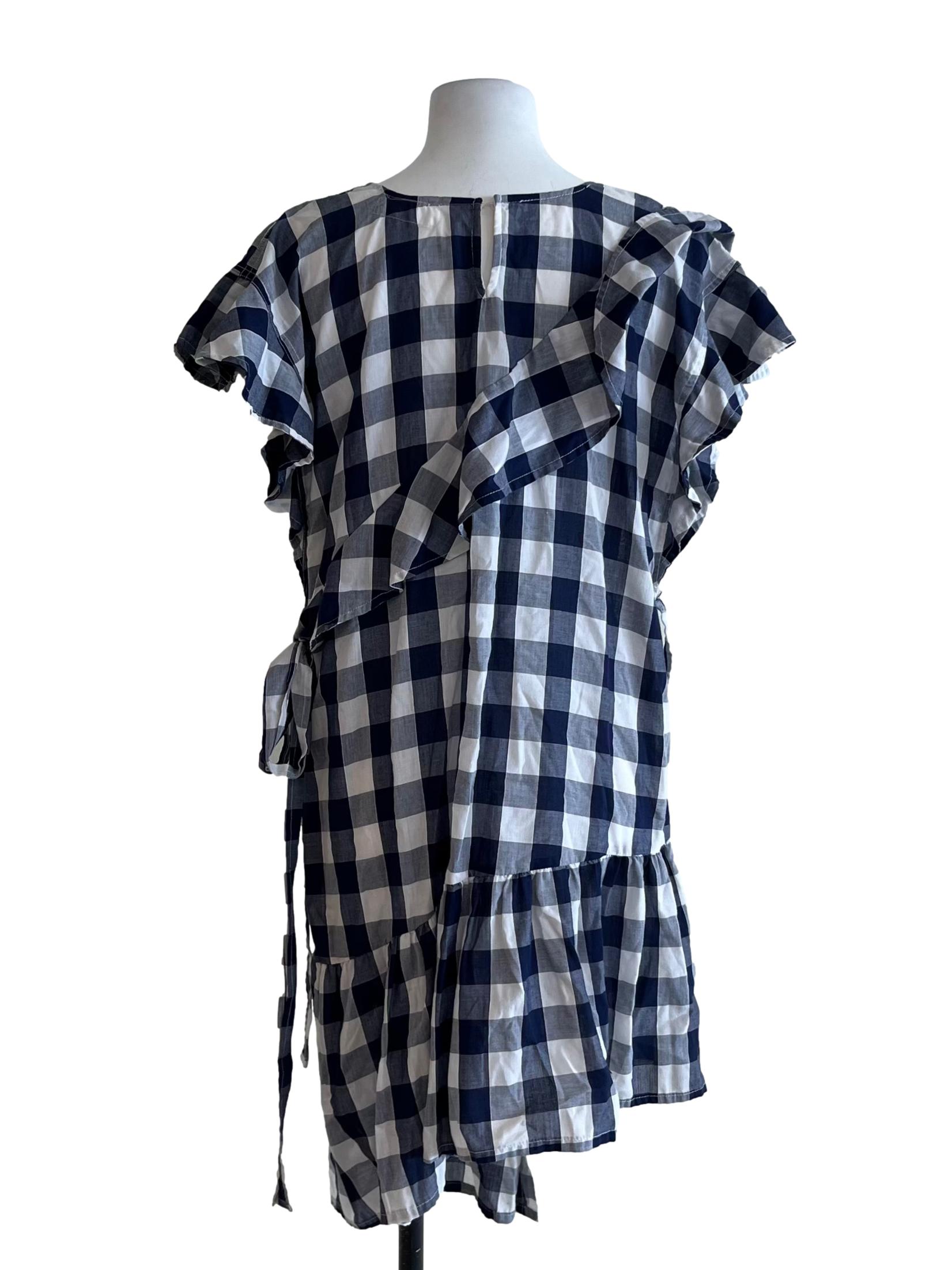 Navy Blue Gingham Empire Dress