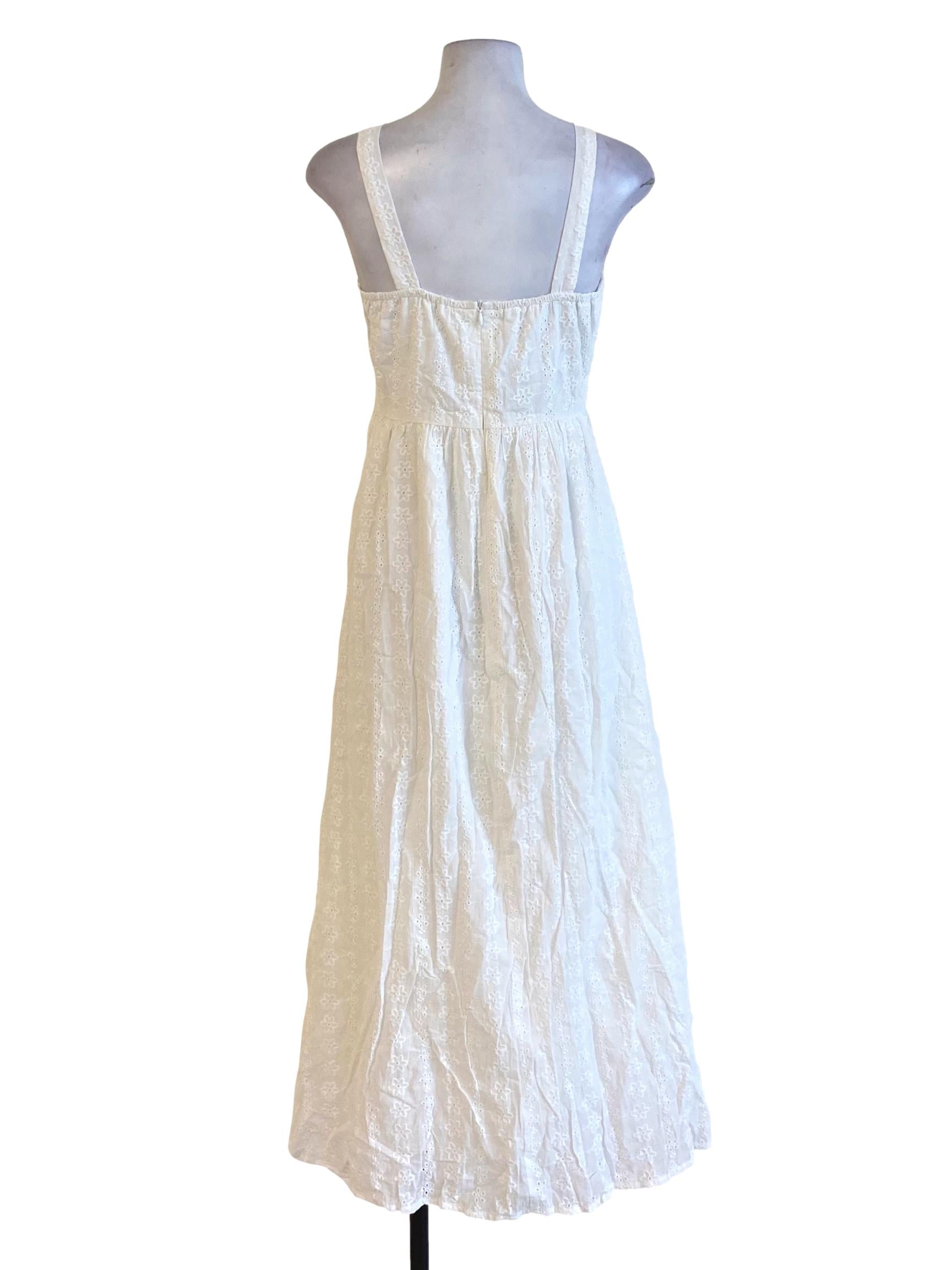 Daisy White Floral Embroidered Square Neck Empire A-Line Dress TCL