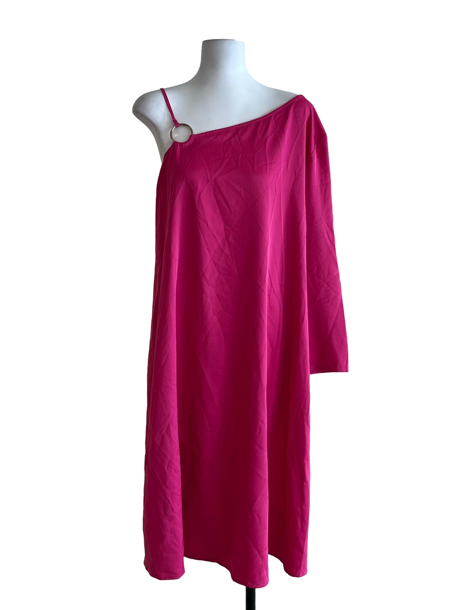Fuchsia Pink Plain Shift Dress
