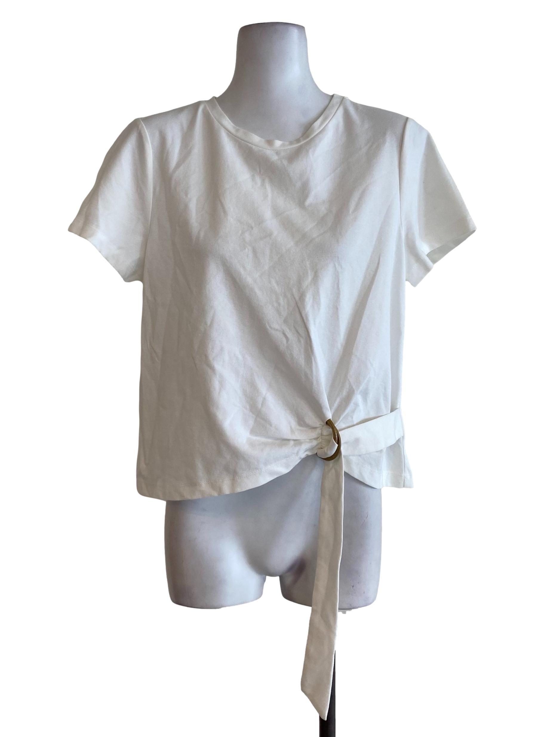 White Buckled Tee