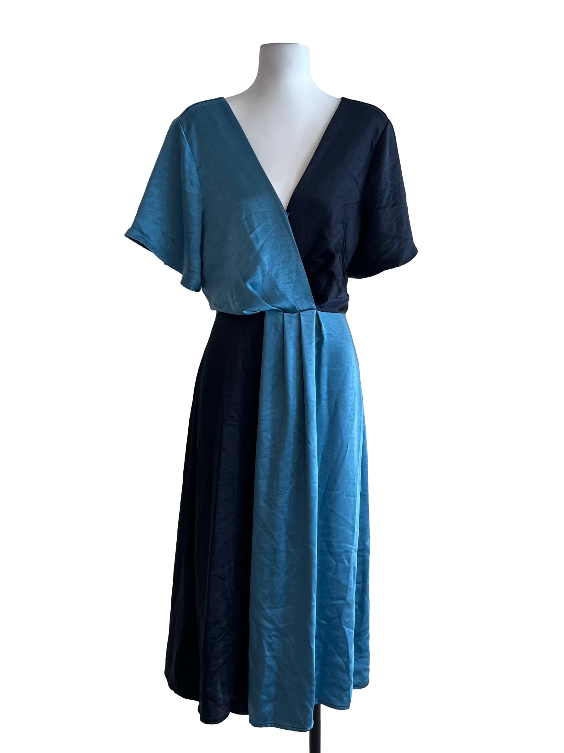 Blue V-Neckline Empire Dress