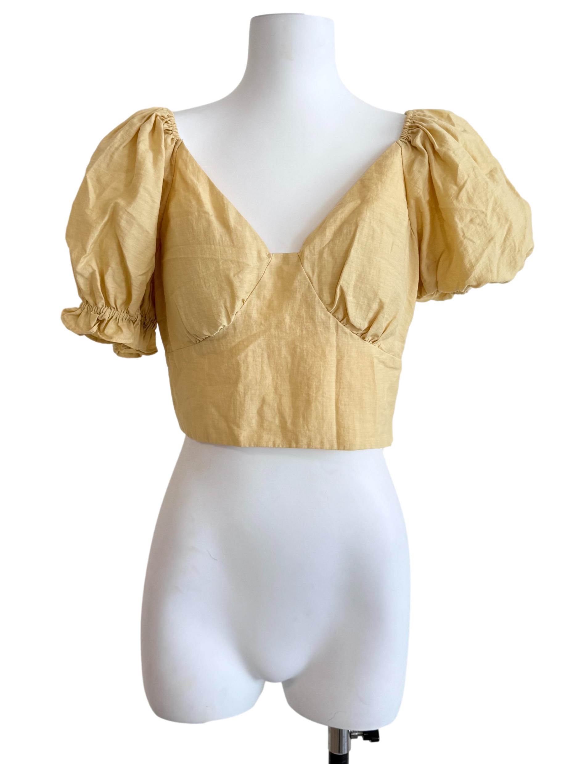 Daffodil Yellow Puff Sleeves Top