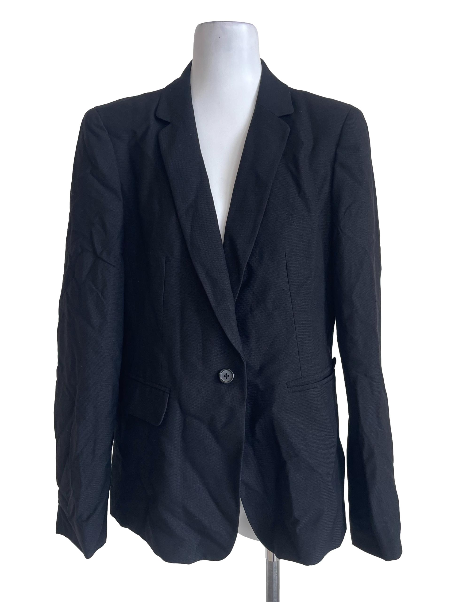 Black One Button Notch Lapel Blazzer
