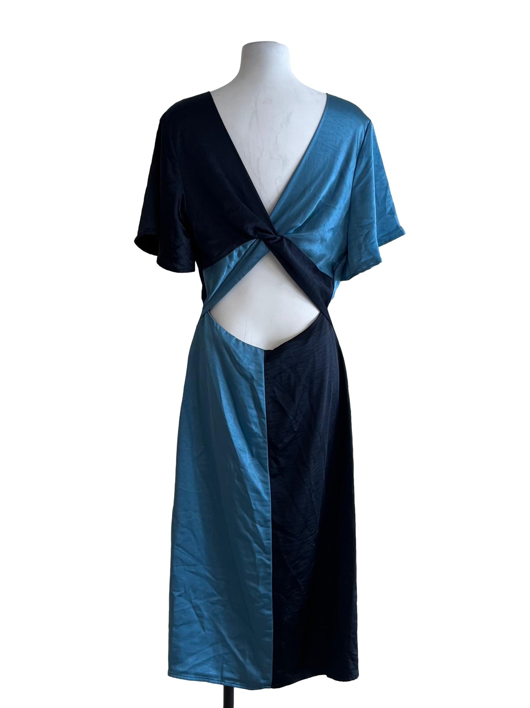 Blue V-Neckline Empire Dress