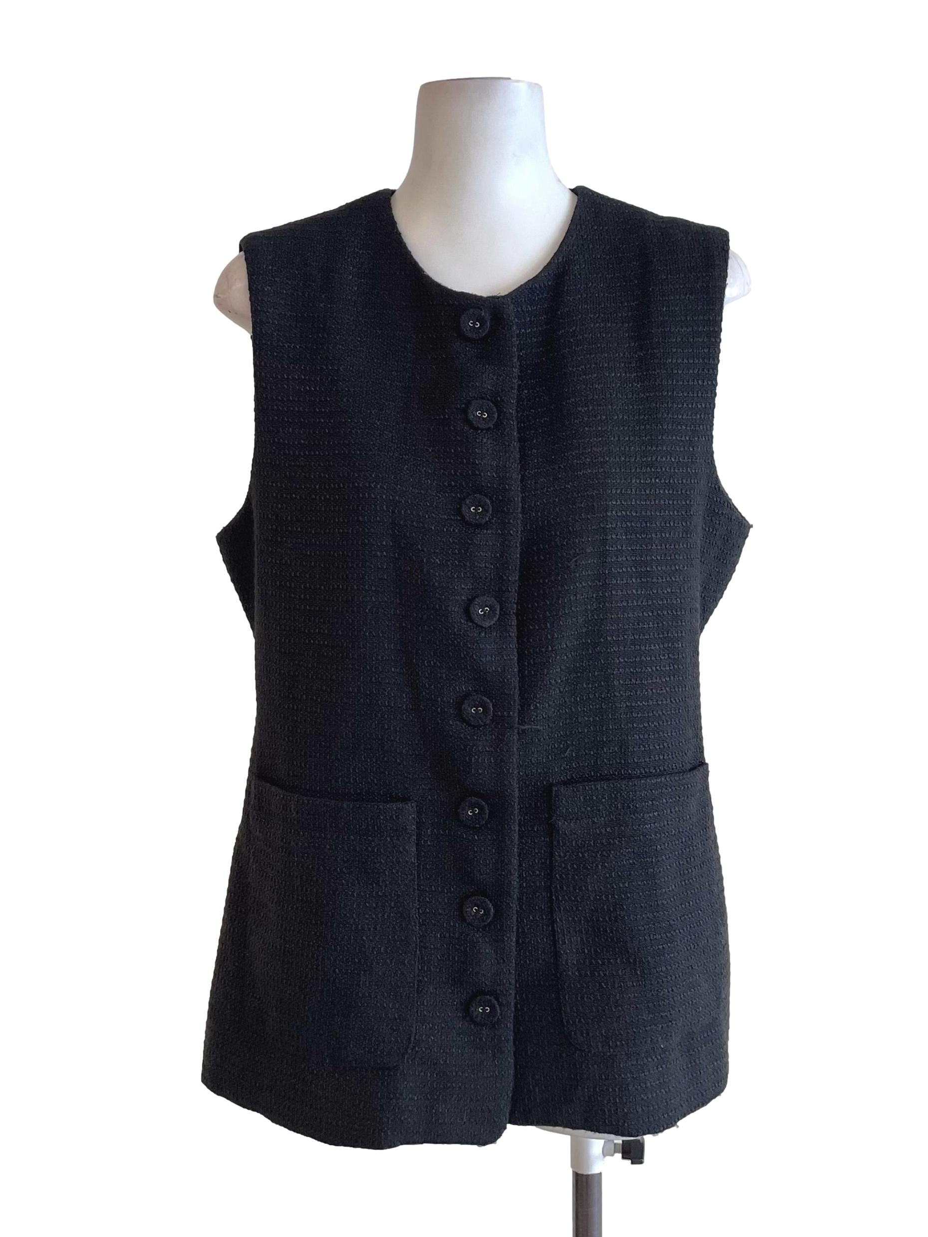 Charcoal Button Up Tweed Vest